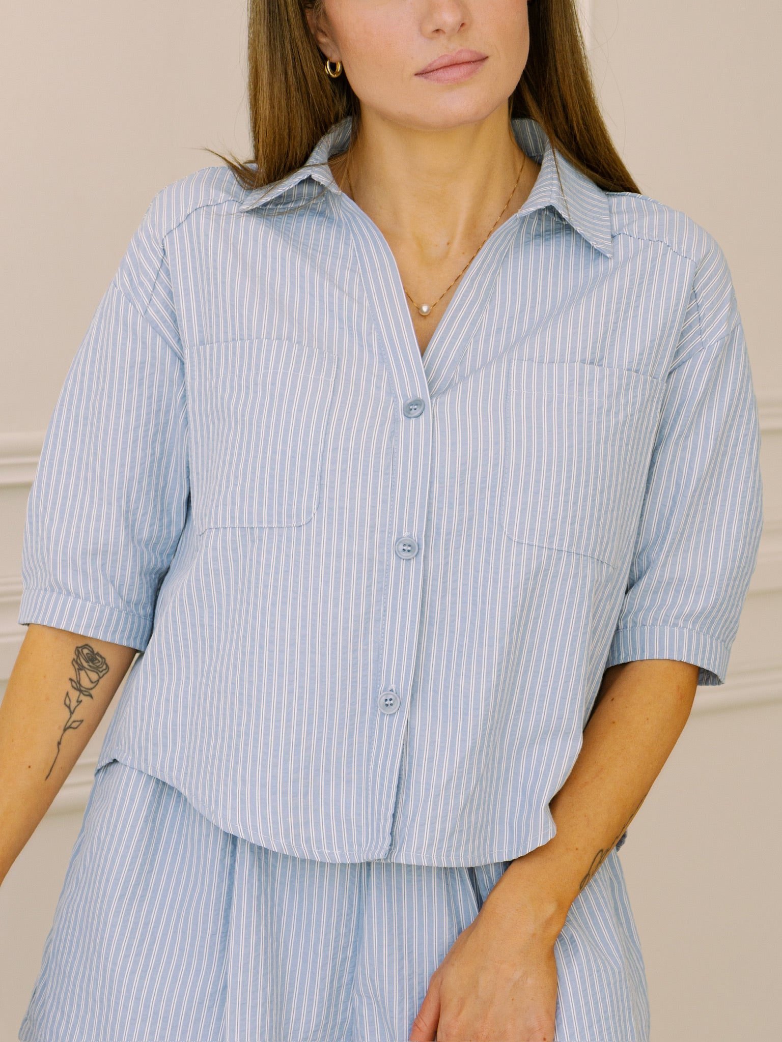 Sincerely Ours Adrian Top in Blue Stripe