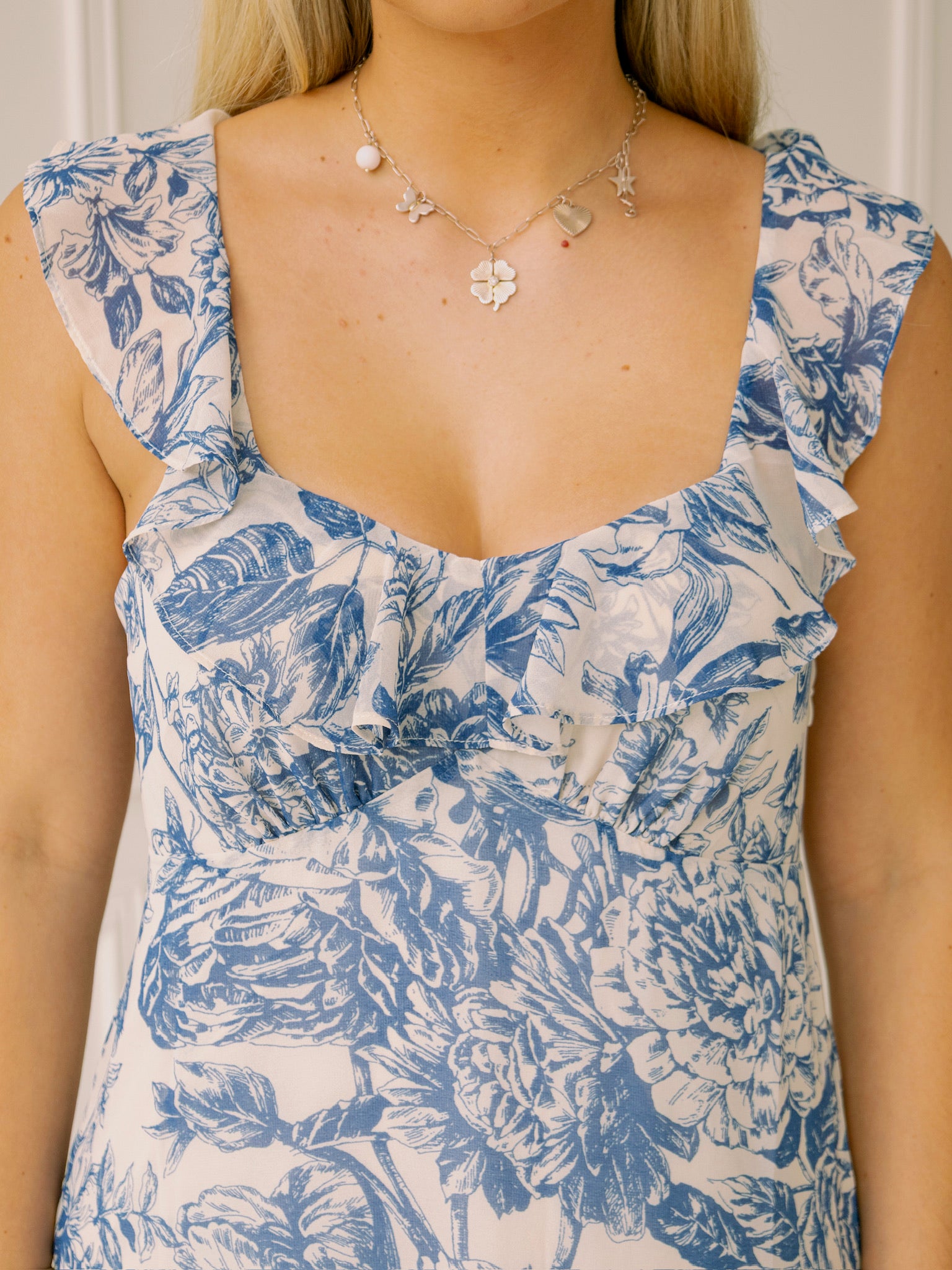Lucy Paris Cassandra Tiered Dress - Blue Floral
