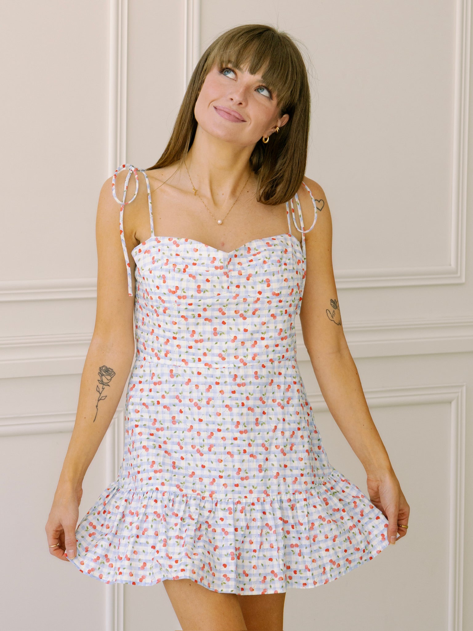 Sincerely Ours Vivi Cherry Check Romper