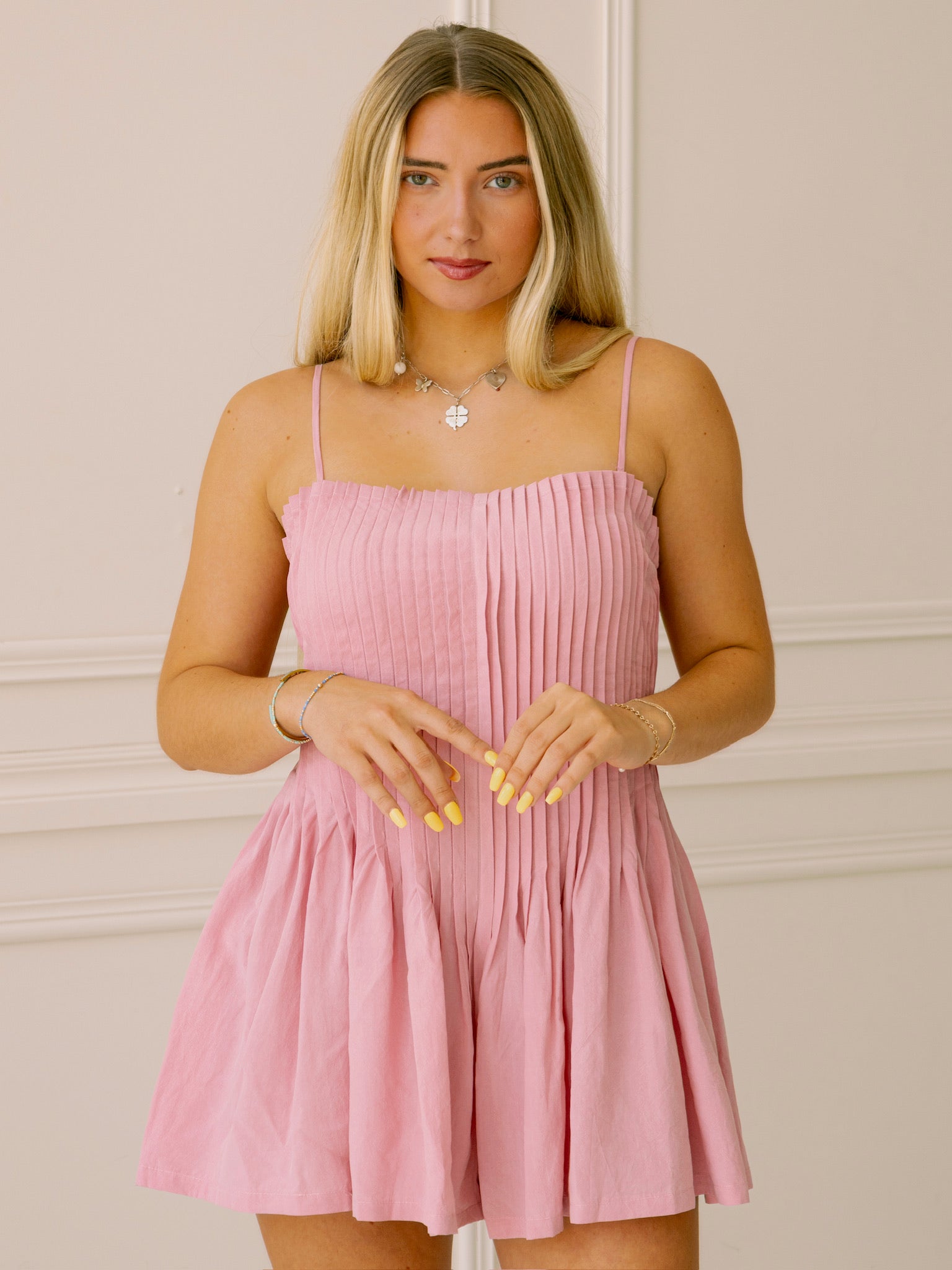 Playtime Pleated Pink Romper
