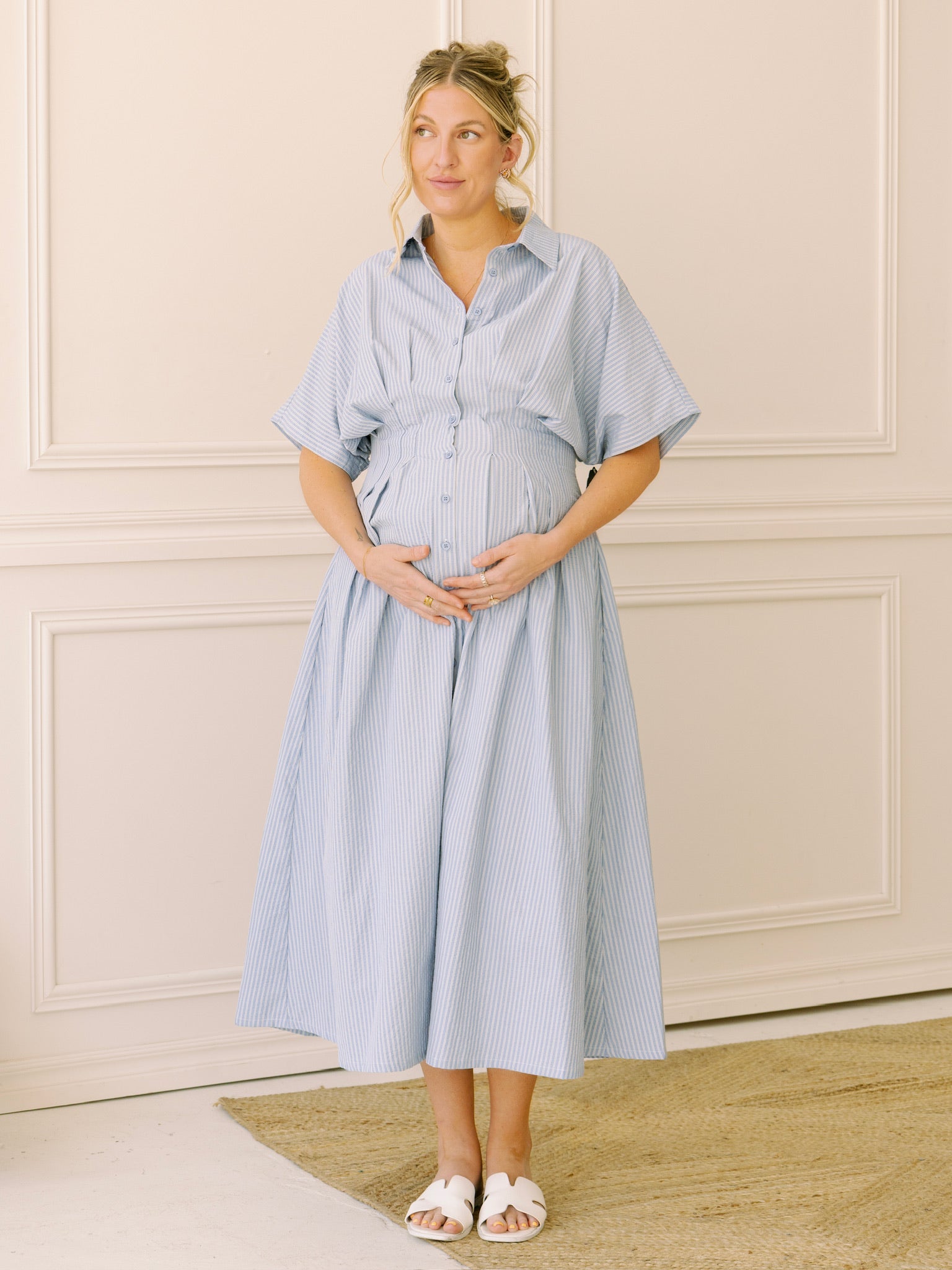 Sincerely Ours Blue Stripe Maria Midi Dress