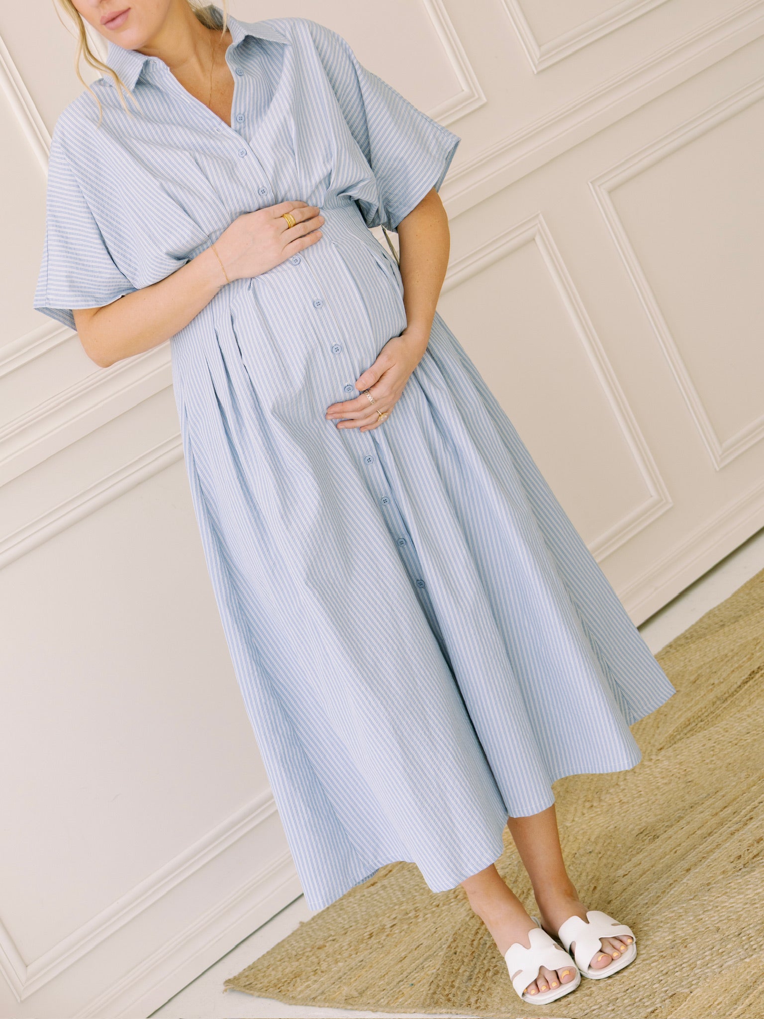 Sincerely Ours Blue Stripe Maria Midi Dress