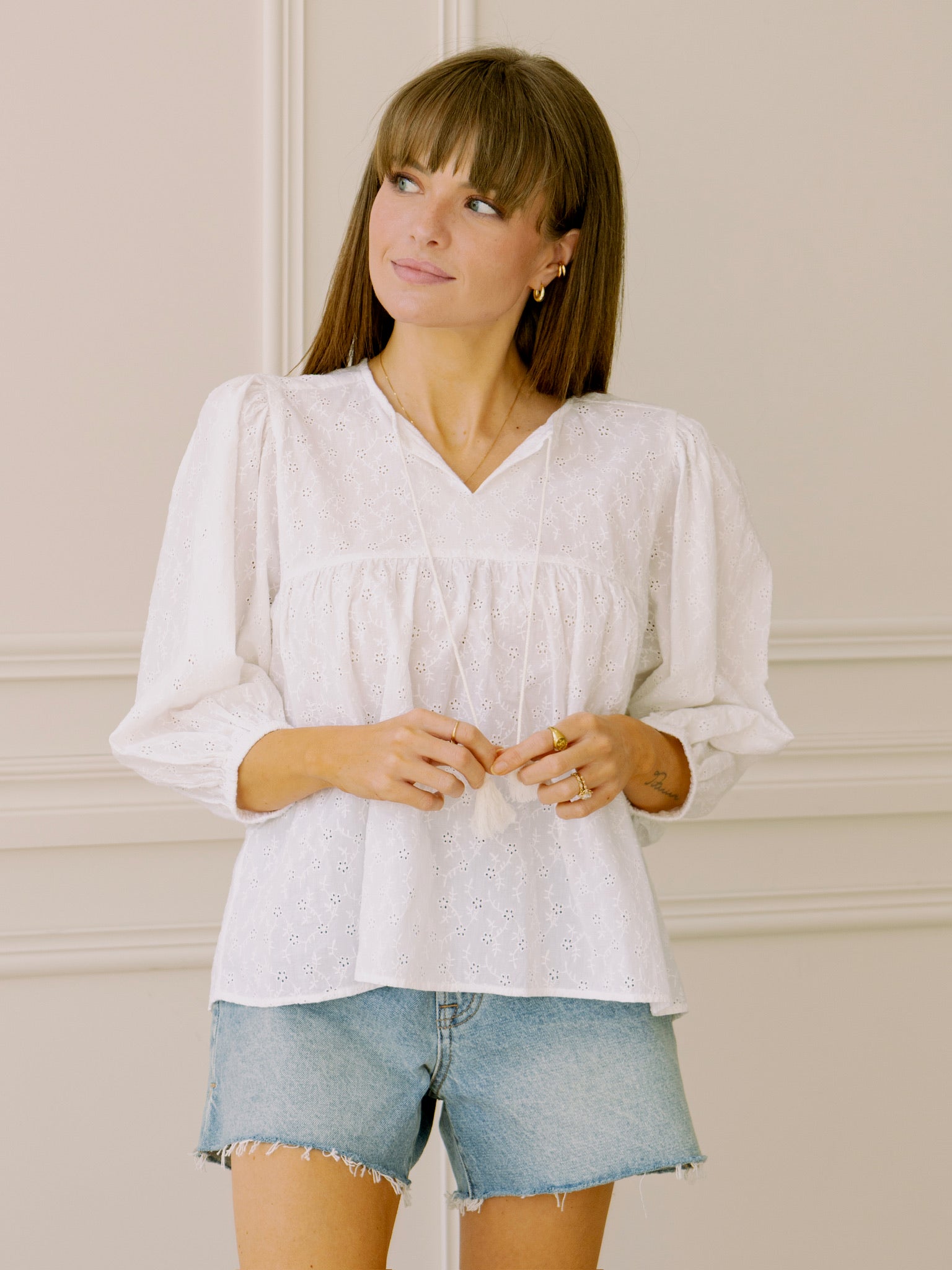 dRA Ophelia Top in White Eyelet