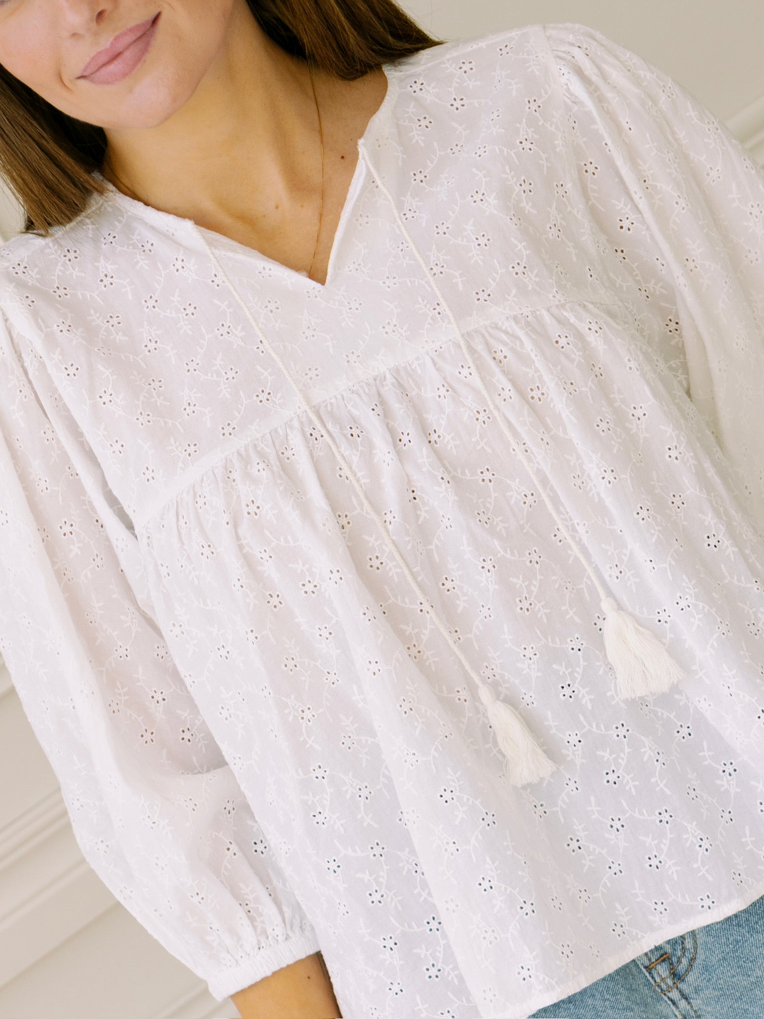 dRA Ophelia Top in White Eyelet