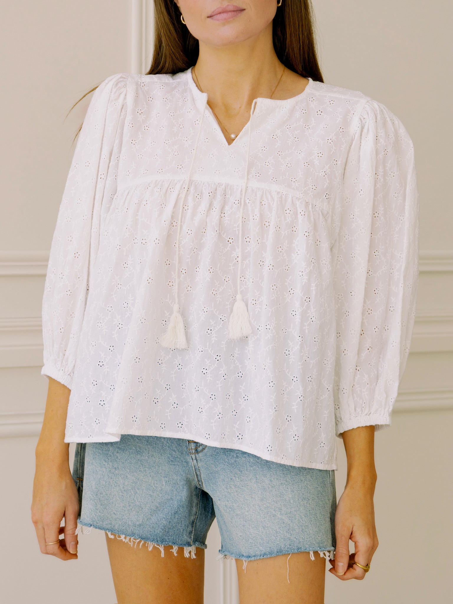 dRA Ophelia Top in White Eyelet