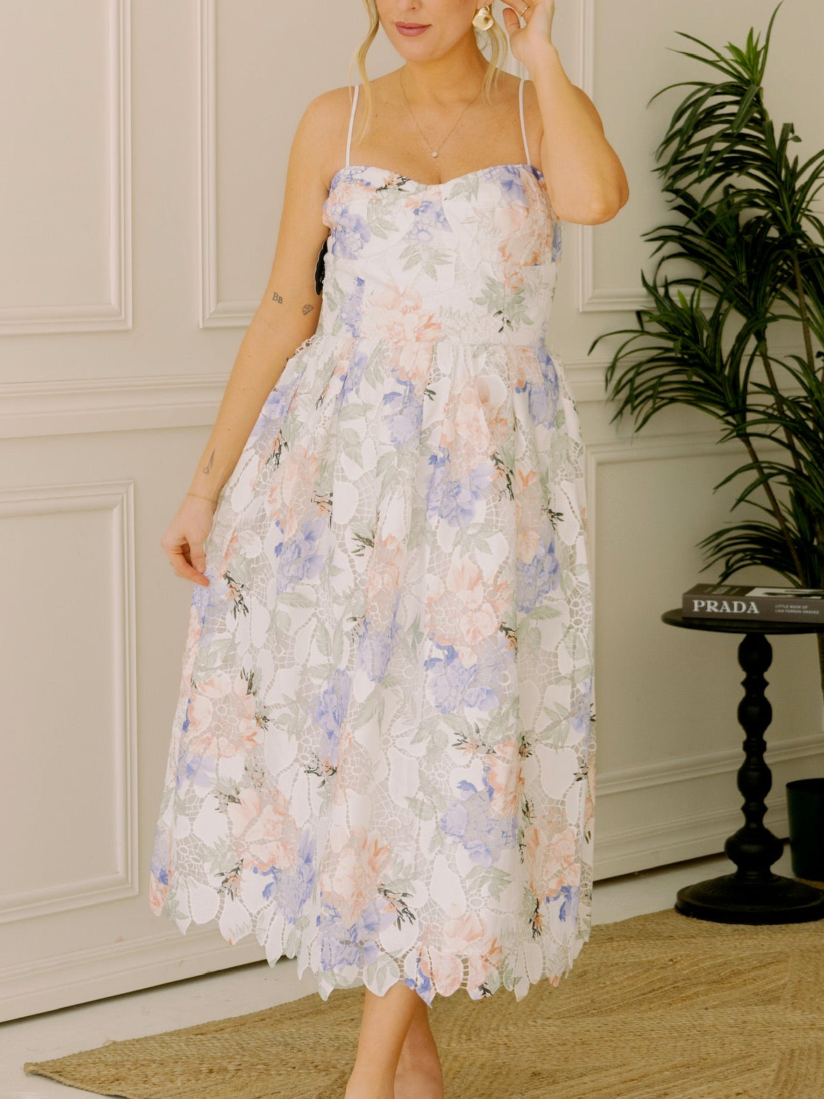 Lucy Paris Edda Lace Midi Dress