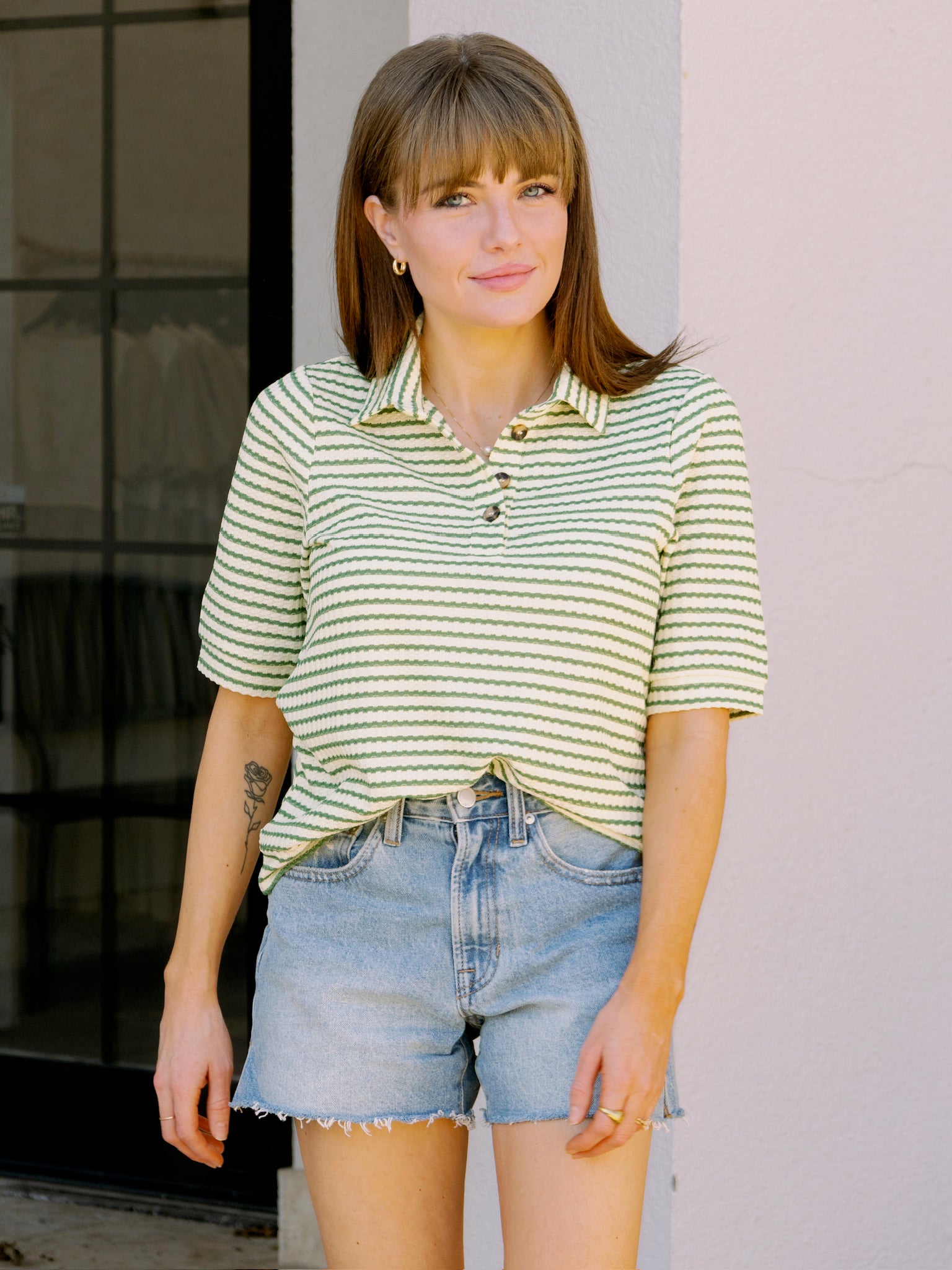 dRA Bastian Top in Pistachio Cream Stripe
