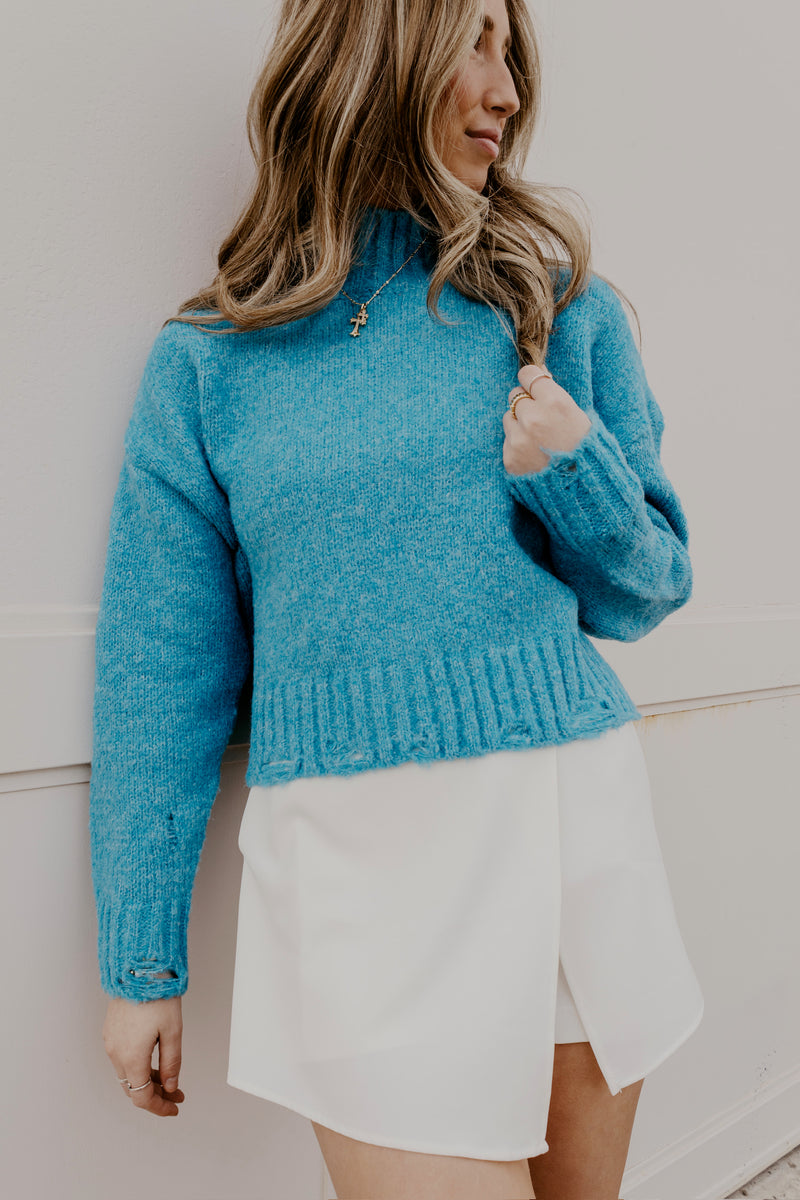 Taylor Turtleneck Sweater - Blue