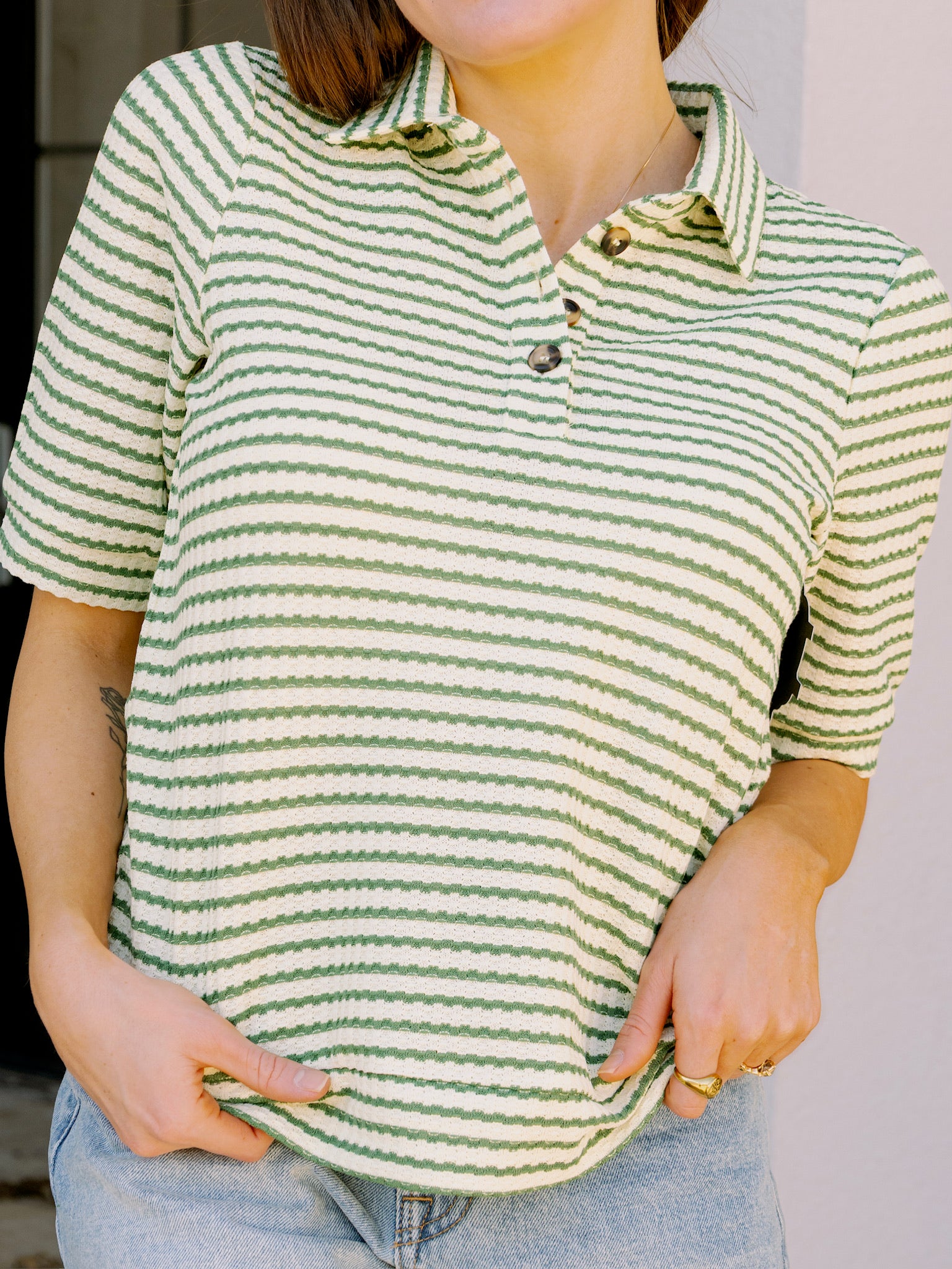 dRA Bastian Top in Pistachio Cream Stripe