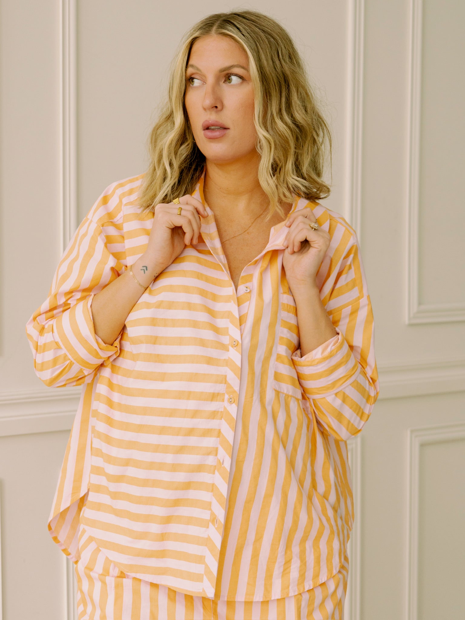dRA Matera Top in Orange/Pink Stripe