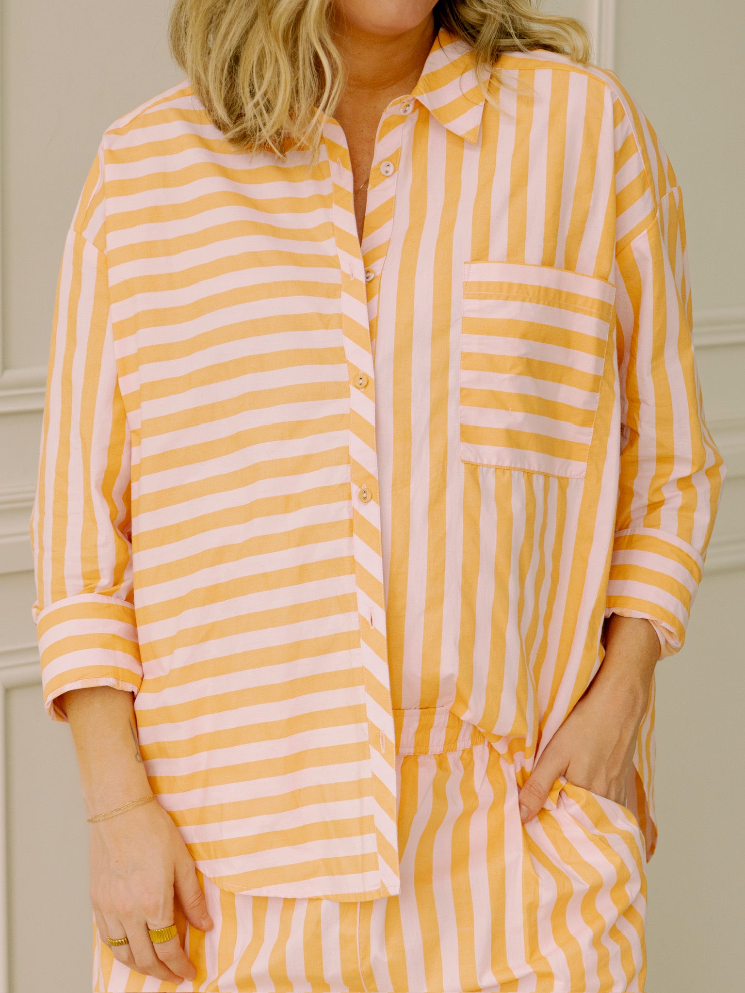 dRA Matera Top in Orange/Pink Stripe