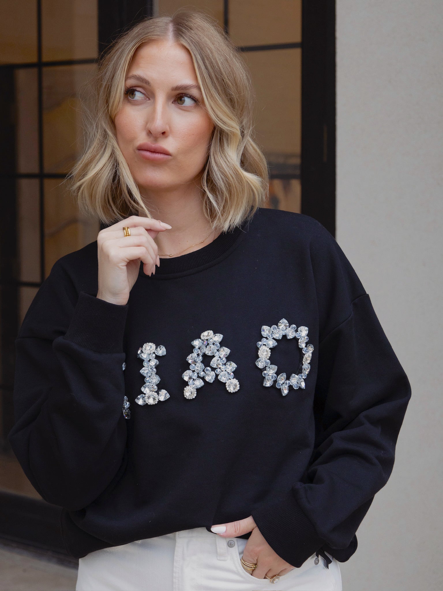 Endless Rose Ciao Embellished Cotton Sweatshirt