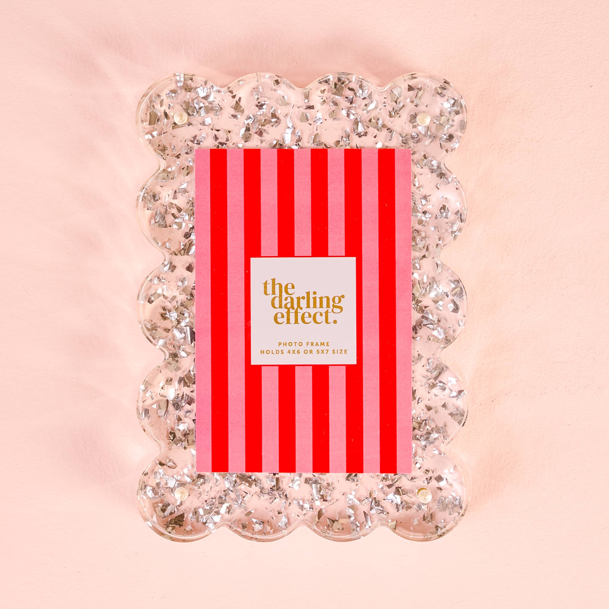 Rectangle Scalloped Acrylic Frame-Silver Glitter