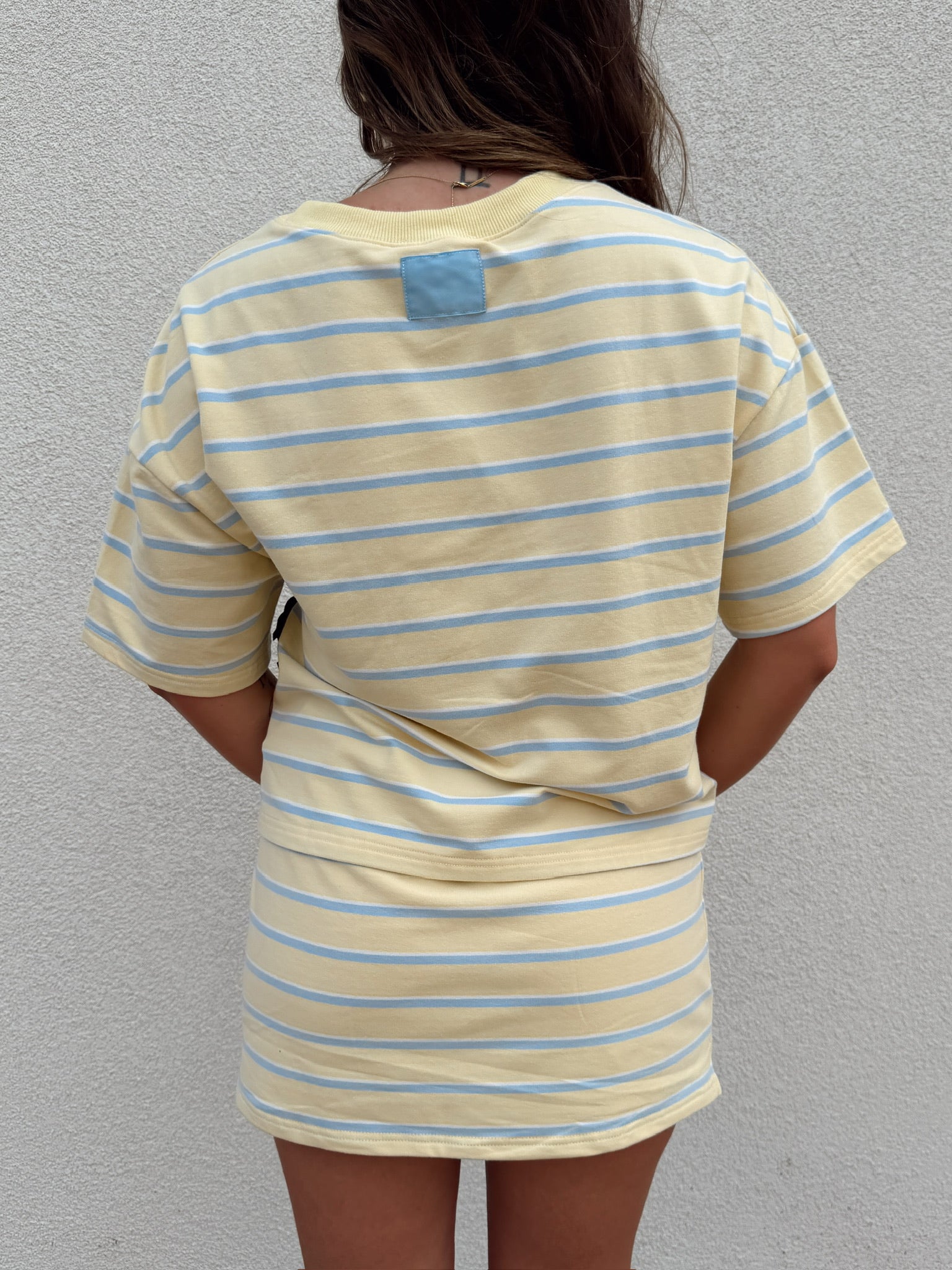 Pre-Order Cassie Stripe Skort - Yellow and Baby Blue (restock eta 8/1)