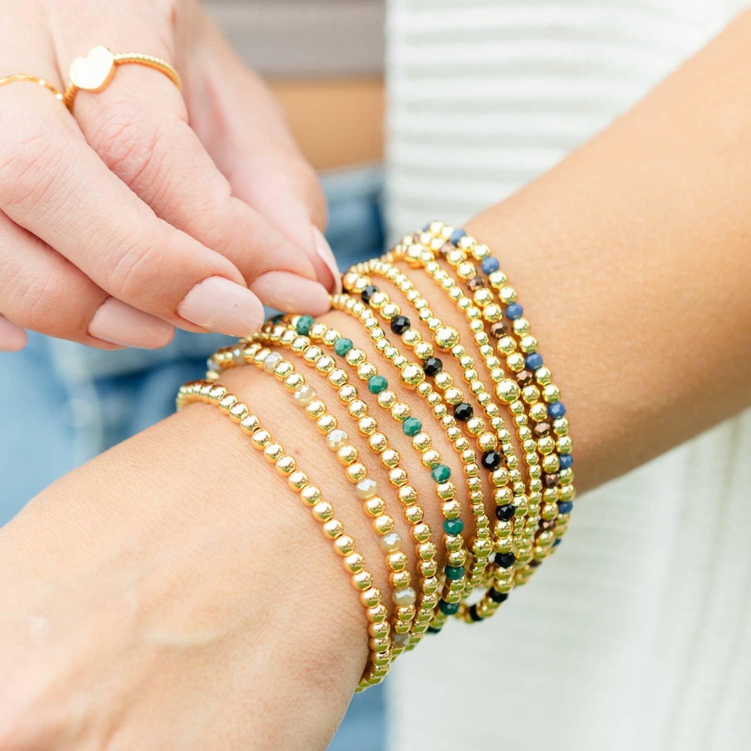 Bead & Crystal Stretch Bracelets: Brights