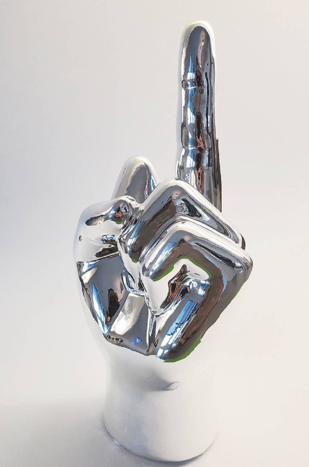 Silver Middle Finger Tabletop Sculpture - 9" long