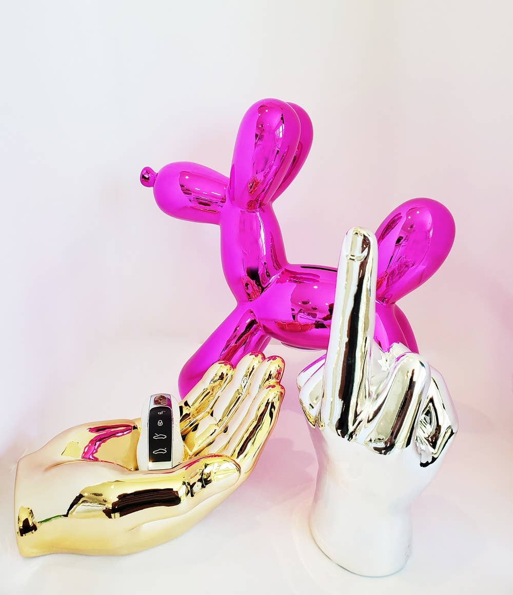 Silver Middle Finger Tabletop Sculpture - 9" long