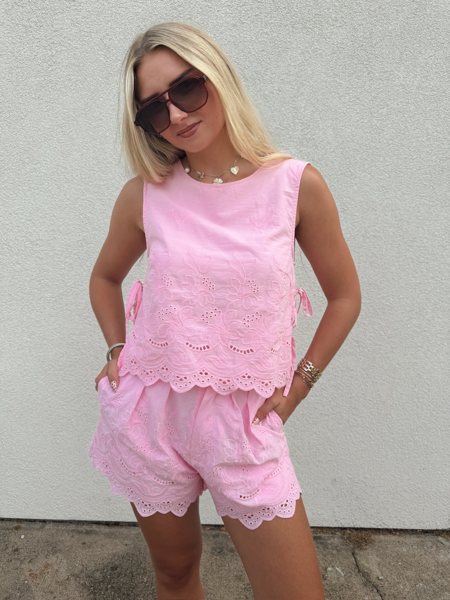 Emy Embroidered Double Pleat Shorts