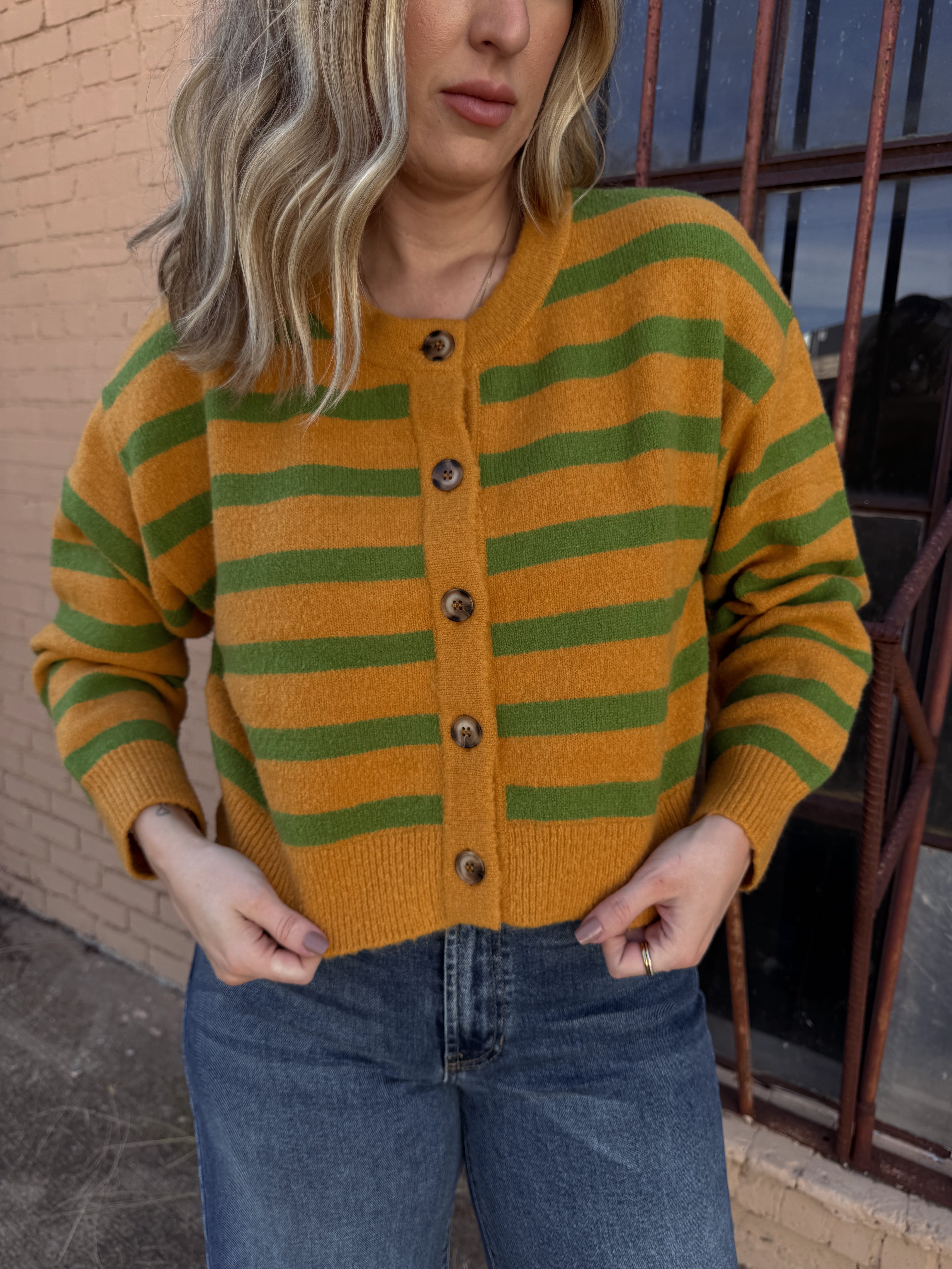 Callahan Fiona Cardigan - Fern Stripe