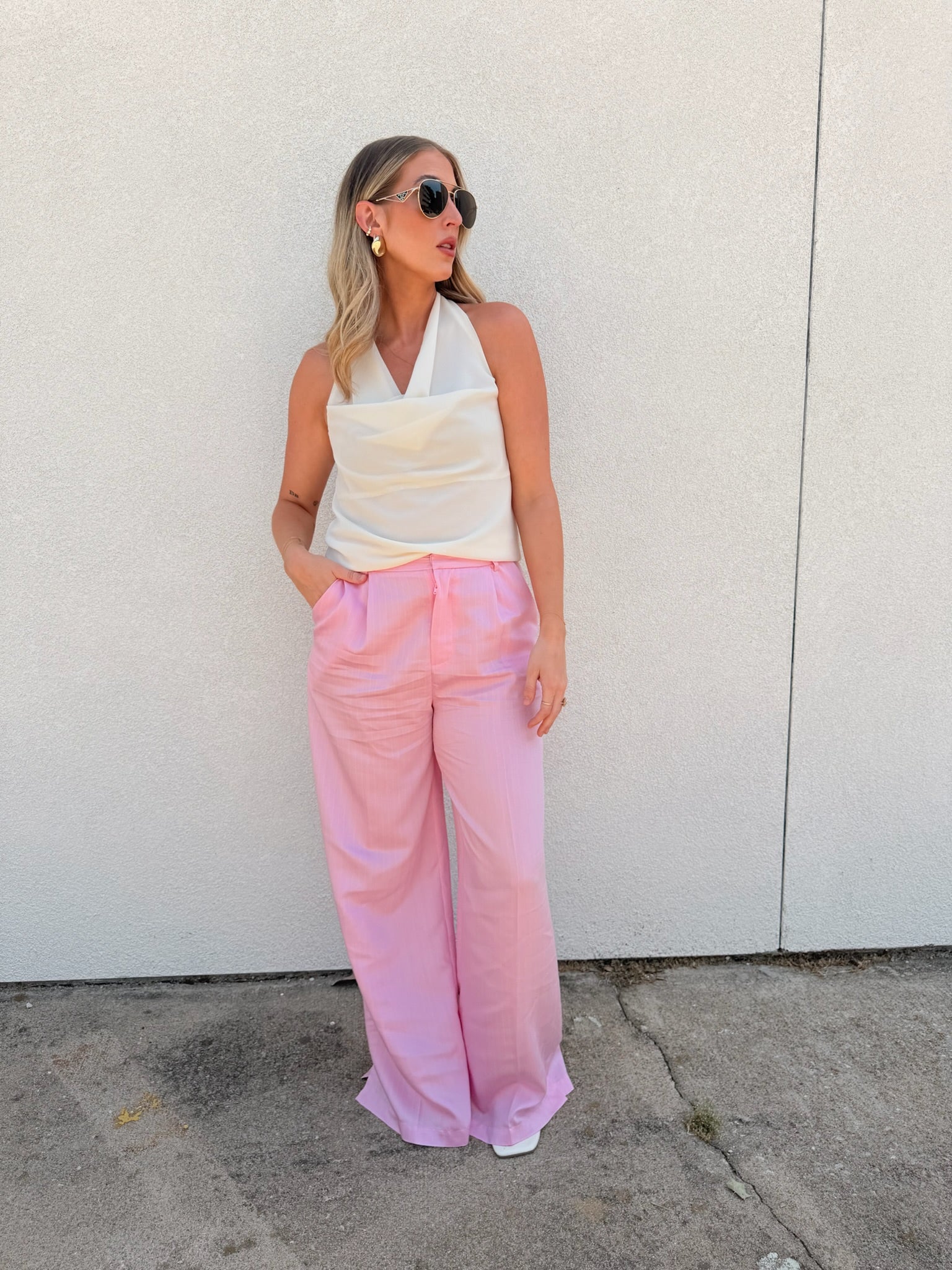 Drinks on You Cowl Neck Top - Ivory