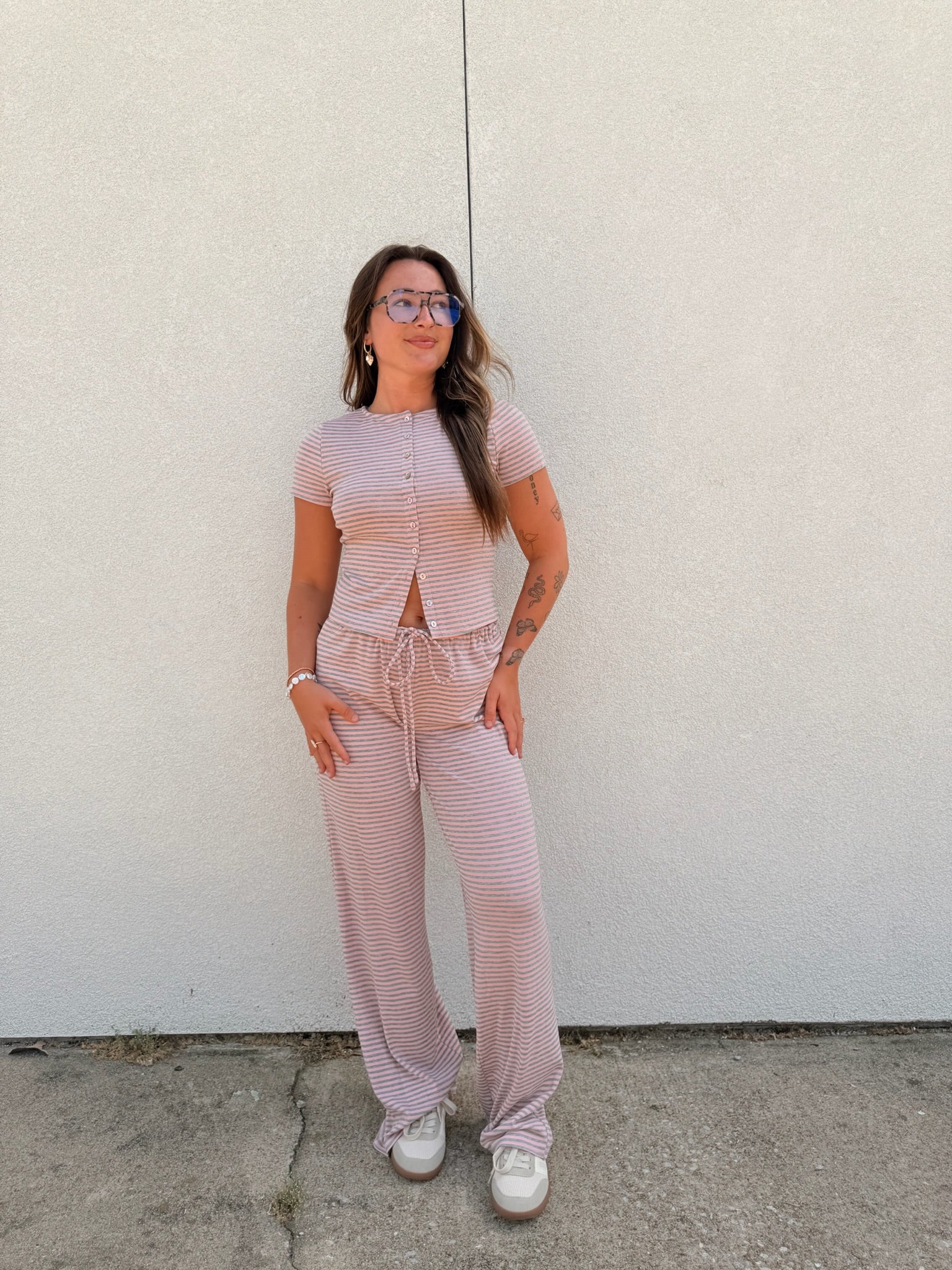 Brady Striped Pants - Pink/Grey