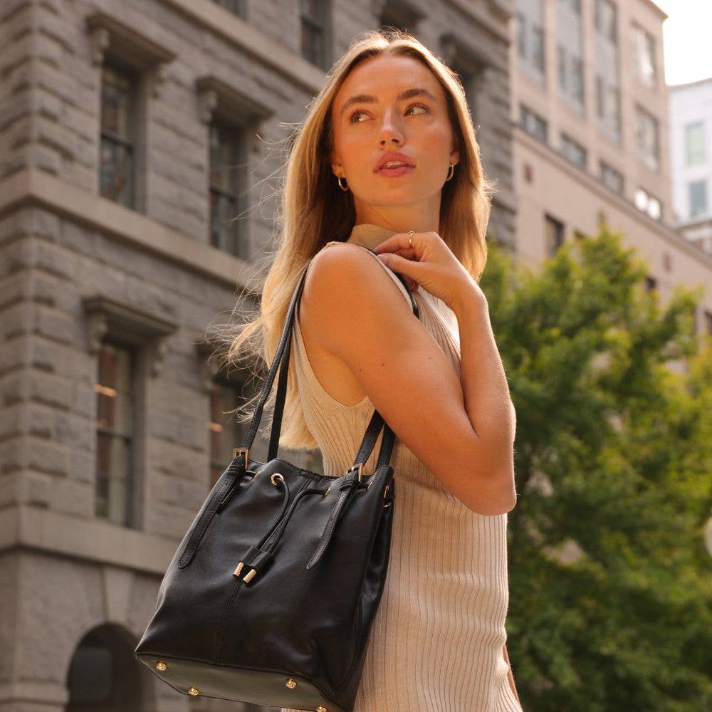 Sally Black Recycled Vegan Shoulder Bag