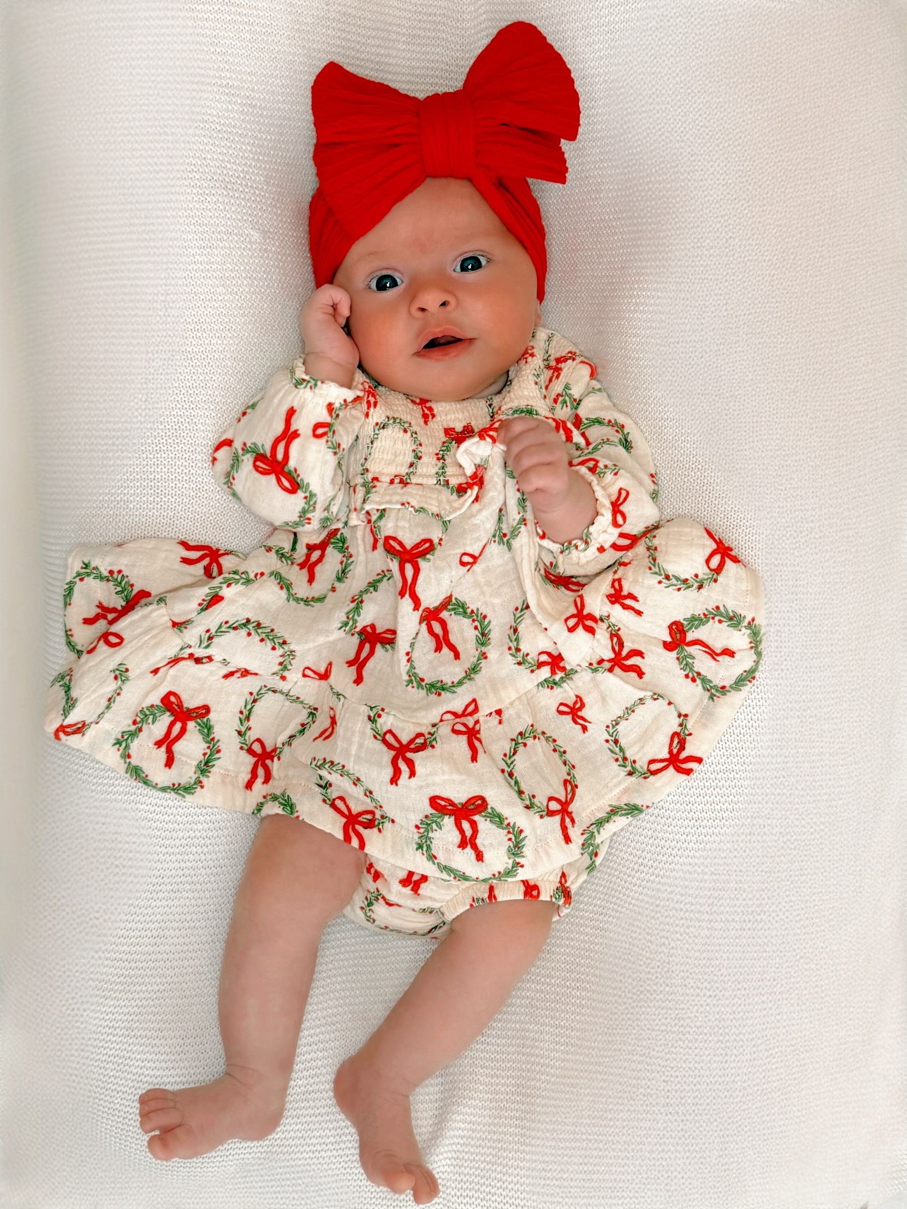 Smocked Ruffle Tiered Dress & Bloomer Wreath