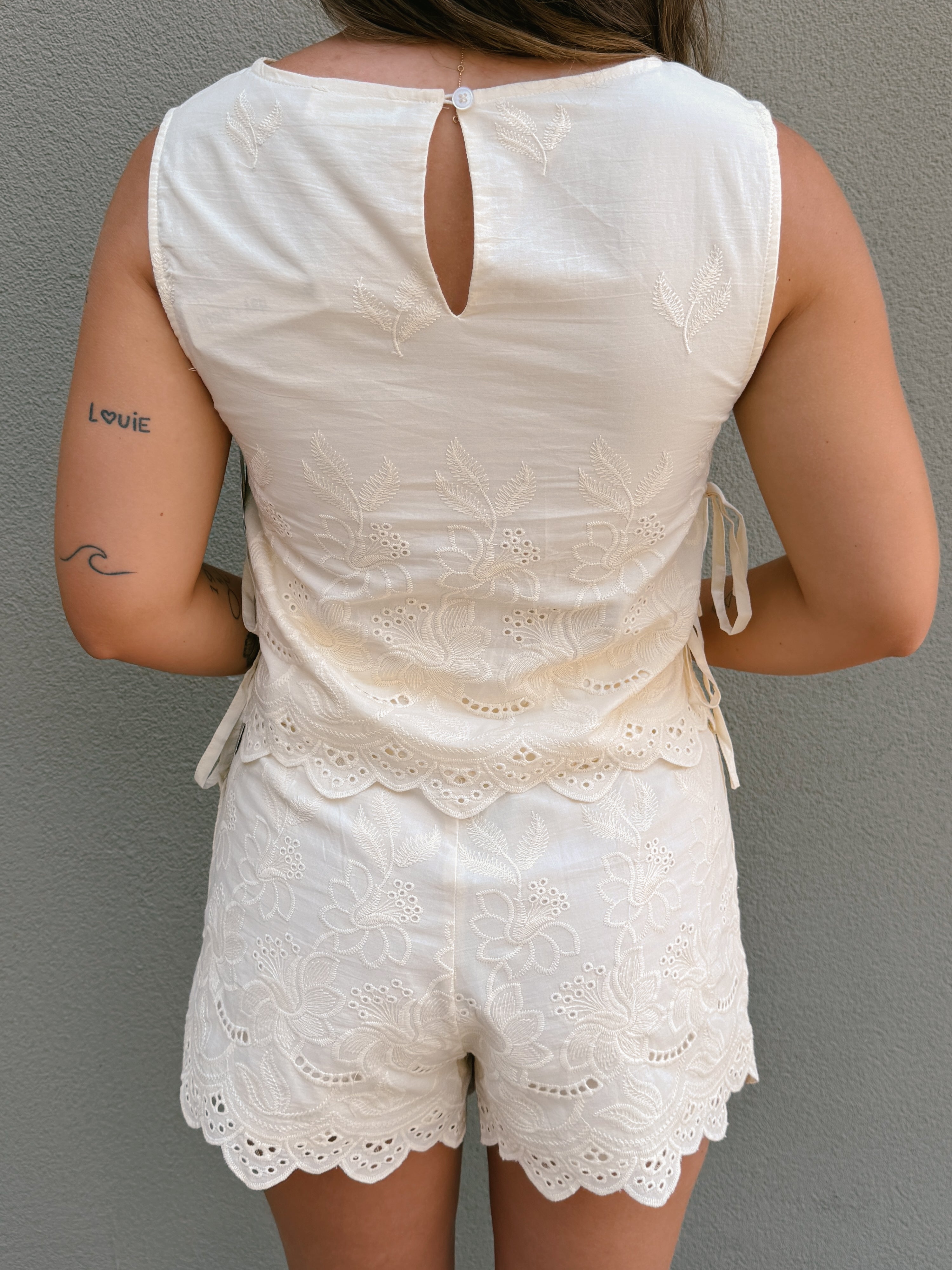 Emy Embroidered Top - Oatmeal