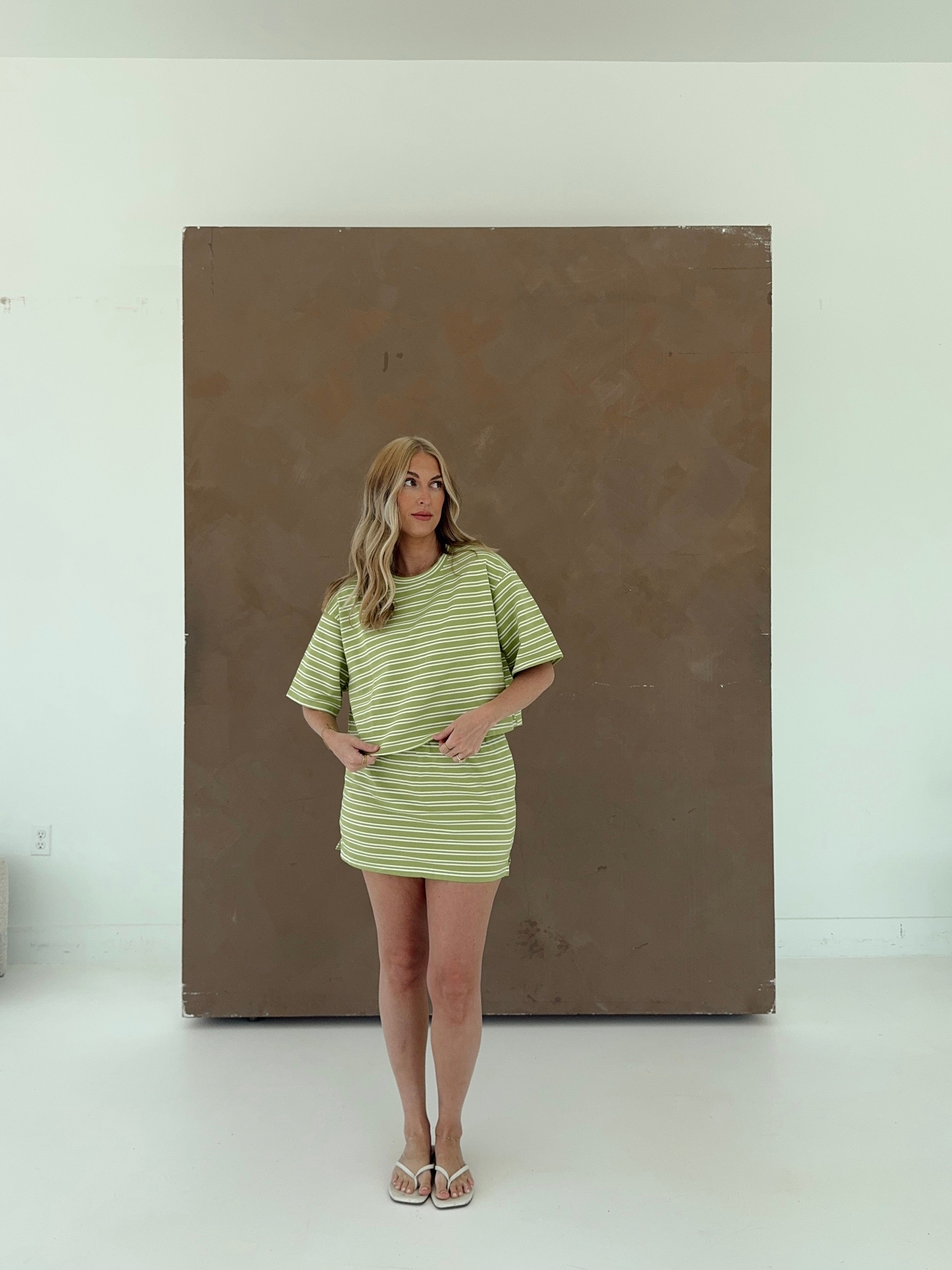 Macy Matcha Stripe Top