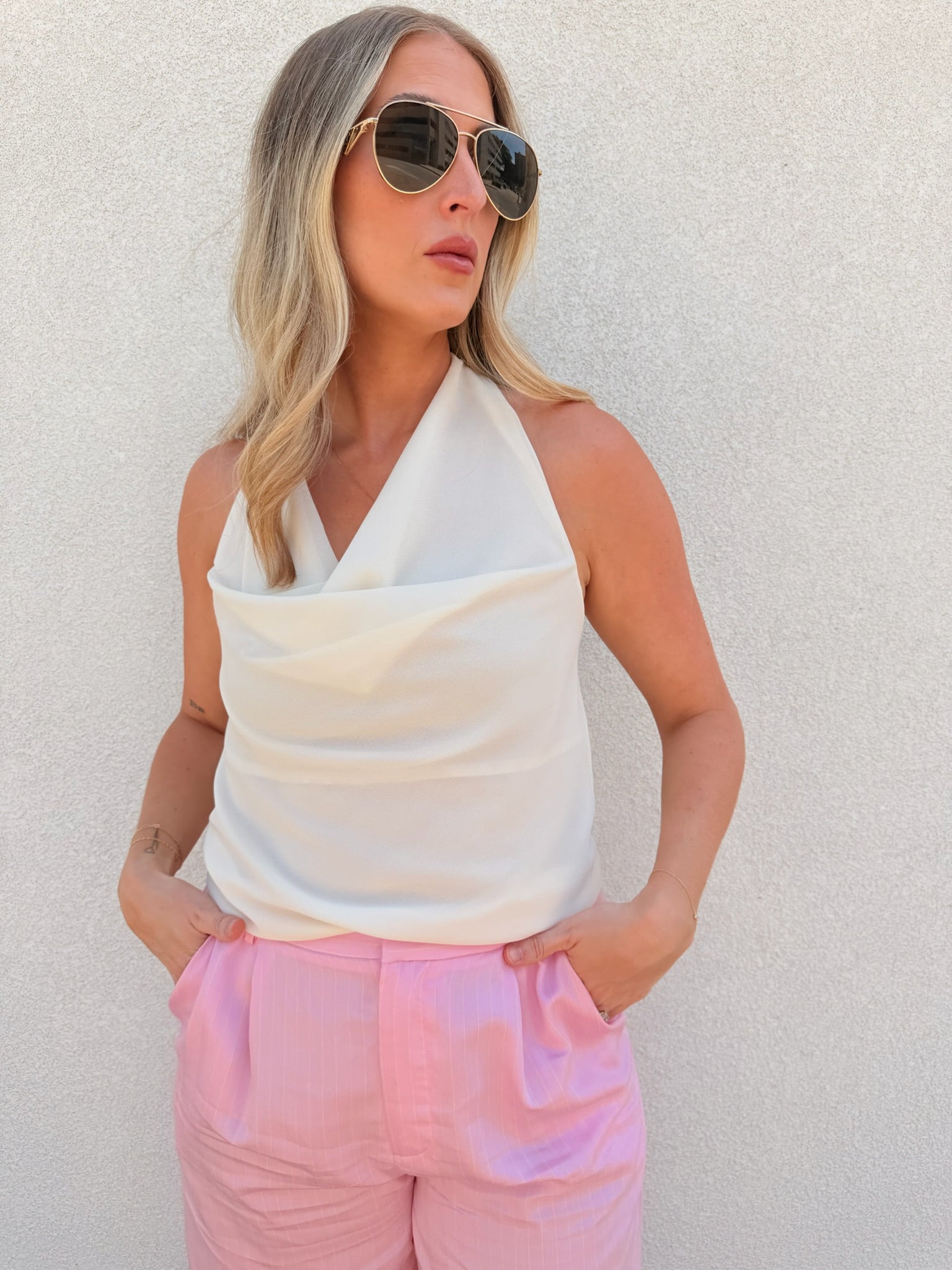 Drinks on You Cowl Neck Top - Ivory