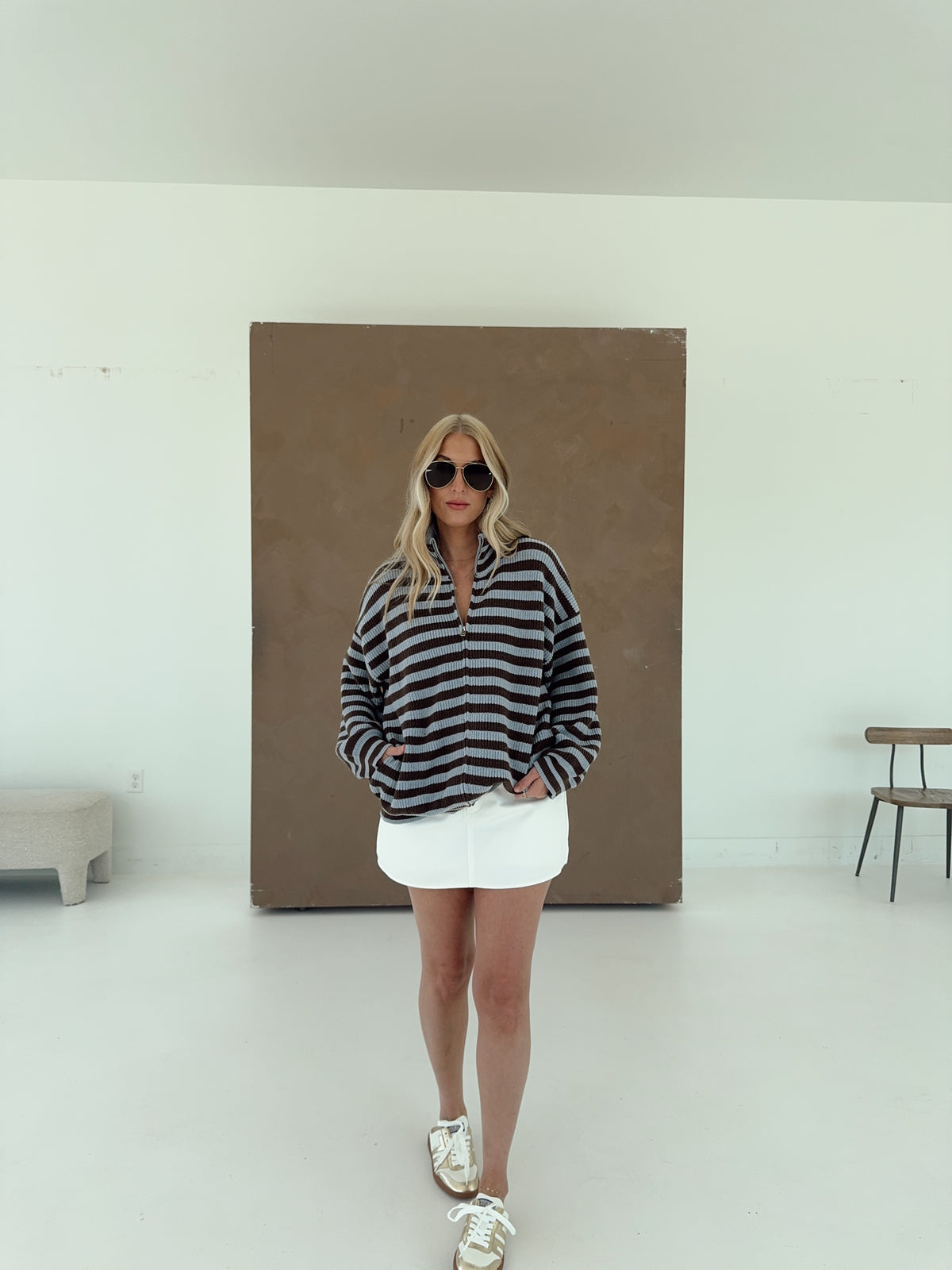 Lyla Long Sleeve Stripe Sweater Jacket