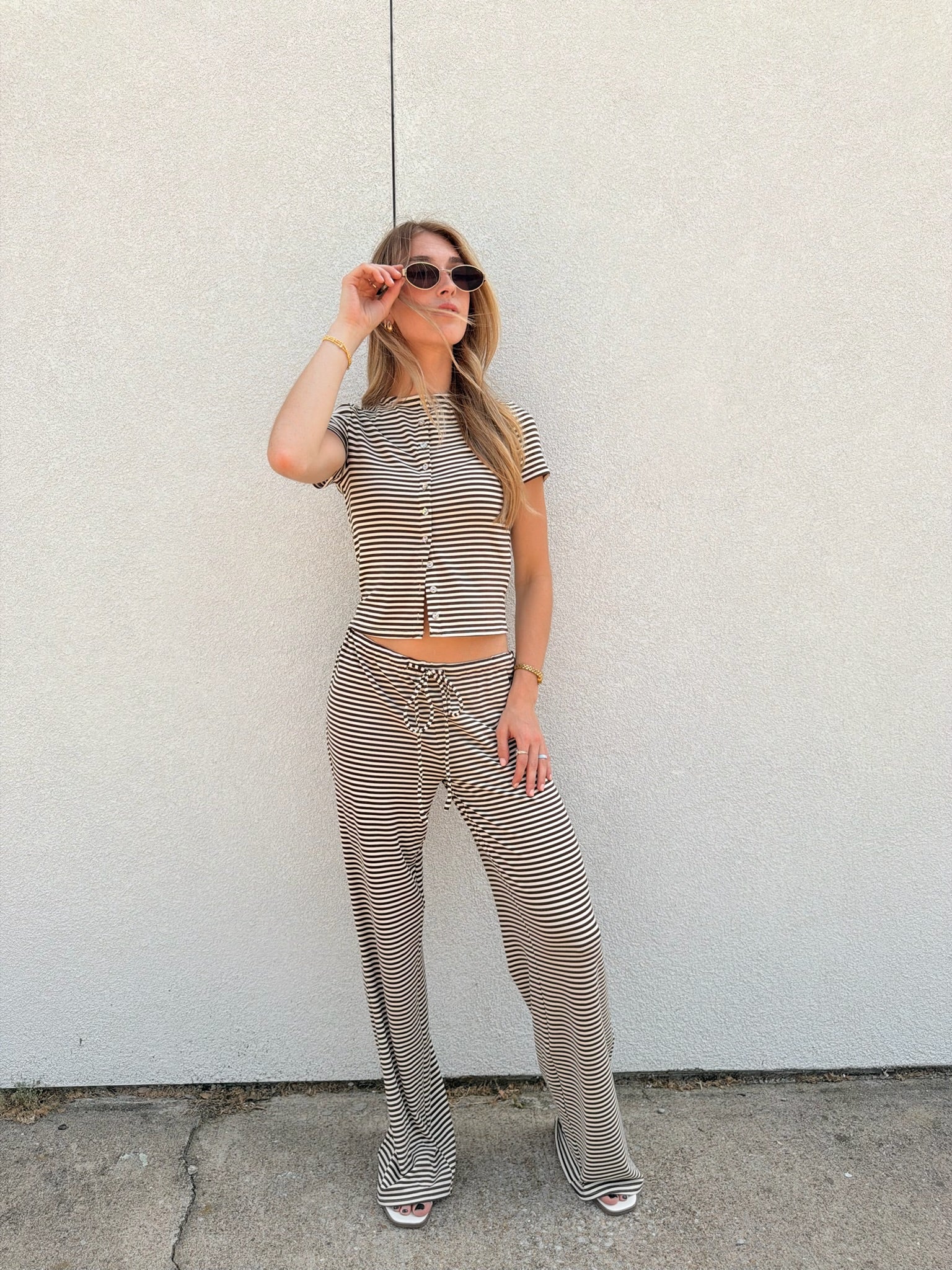 Brady Striped Pants - Brown/Ivory
