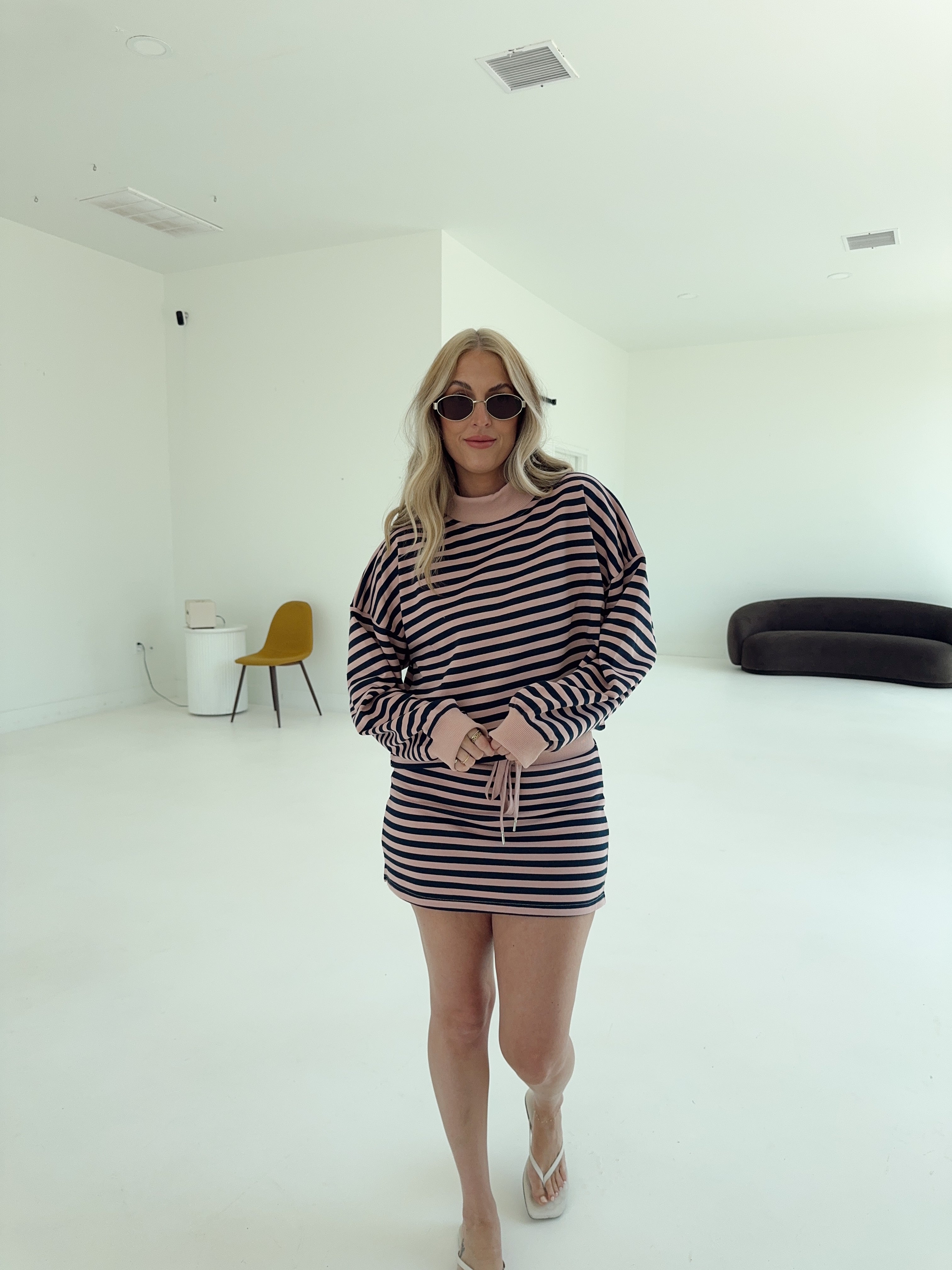 Weekender Stripe Skort - Blush/Navy
