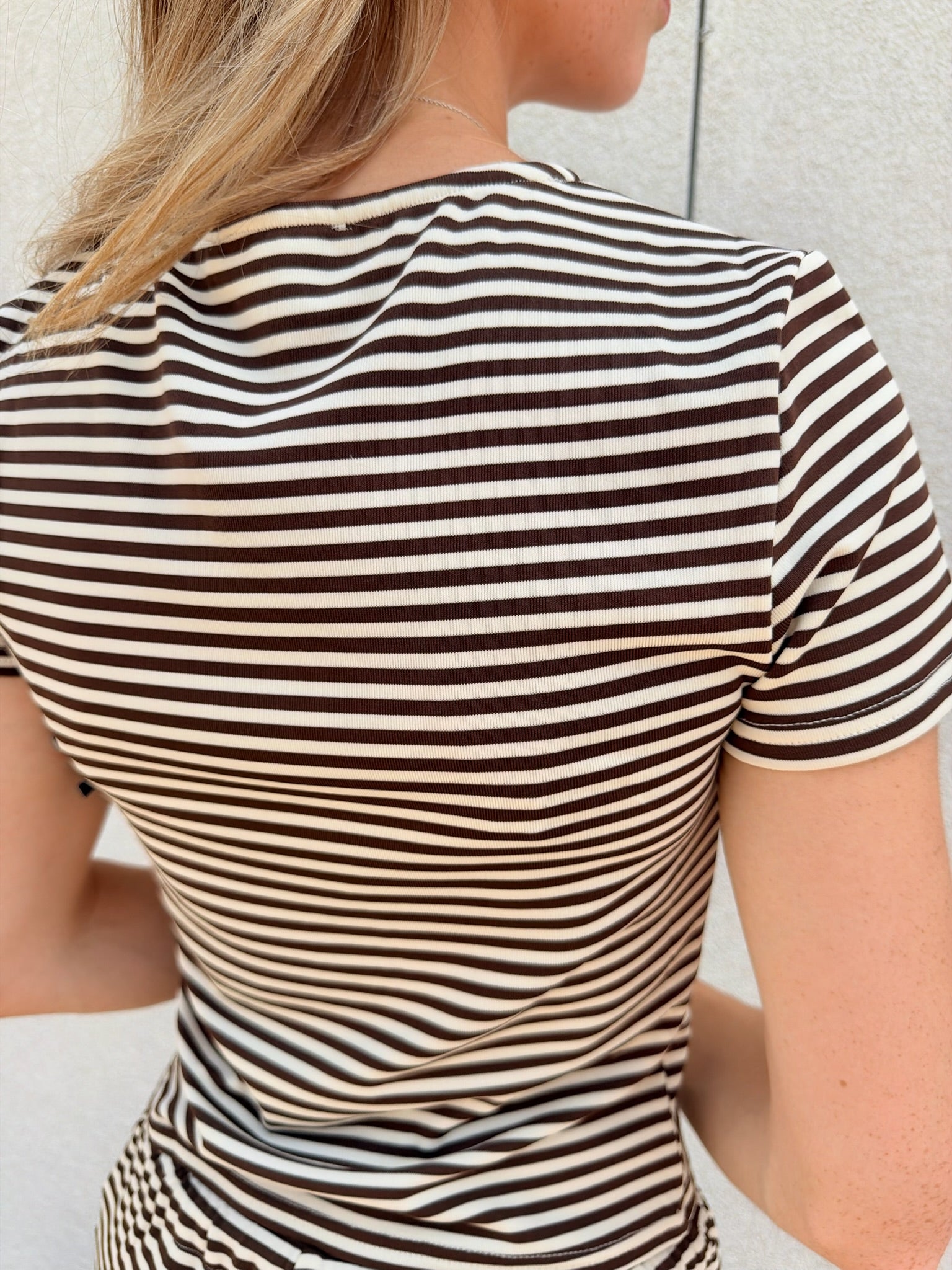 Brady Striped Button Up Top - Brown/Ivory