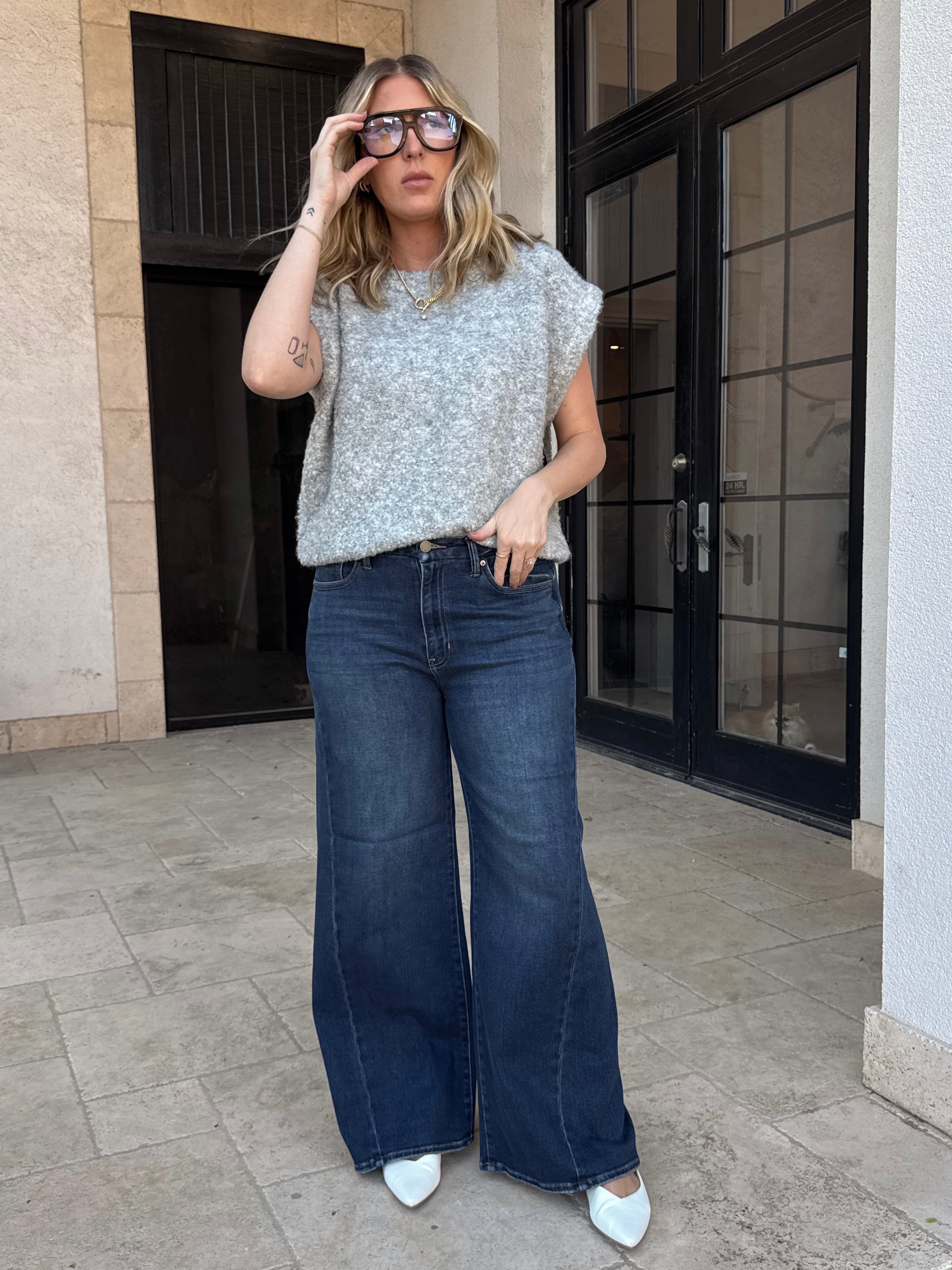 Twist Seam High-Rise Wide-Leg Denim