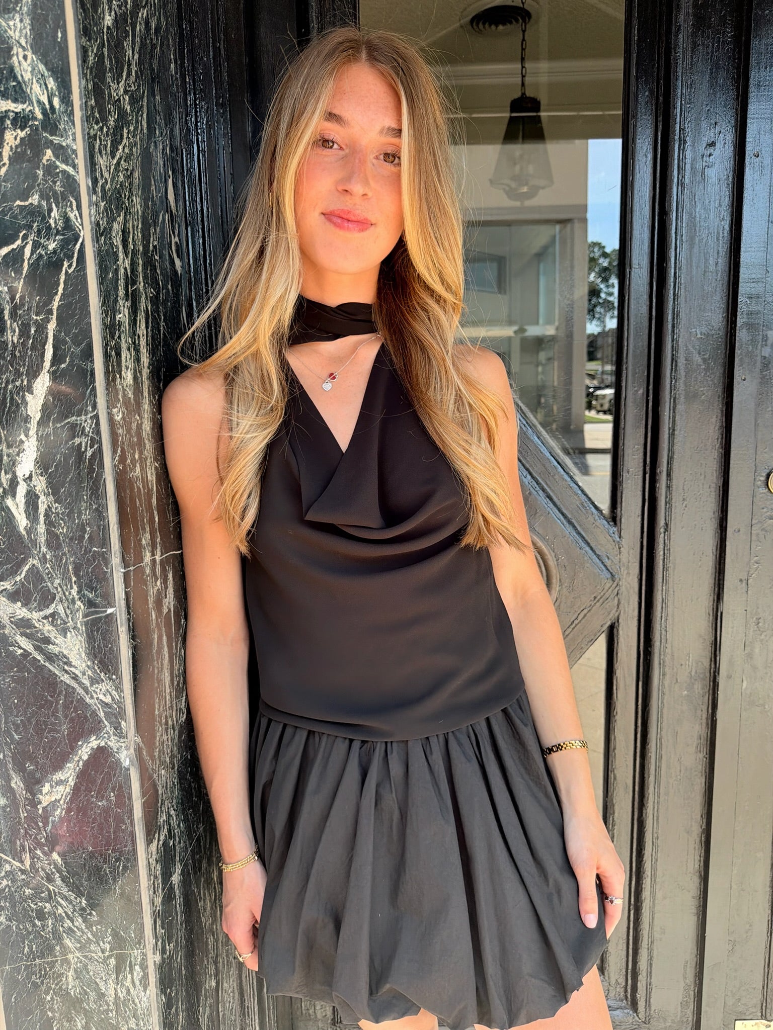Drinks on You Cowl Neck Top - Black