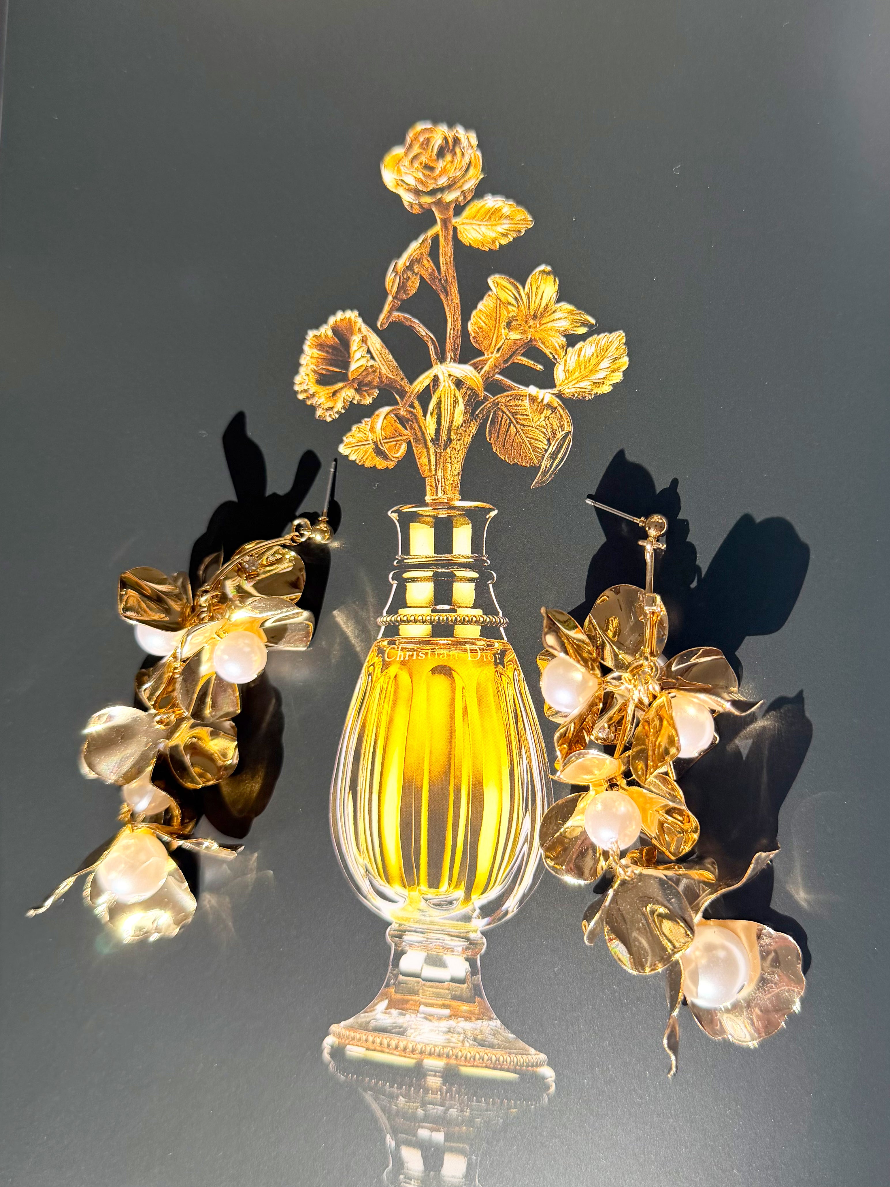 Pearl Petal Dangle Earrings