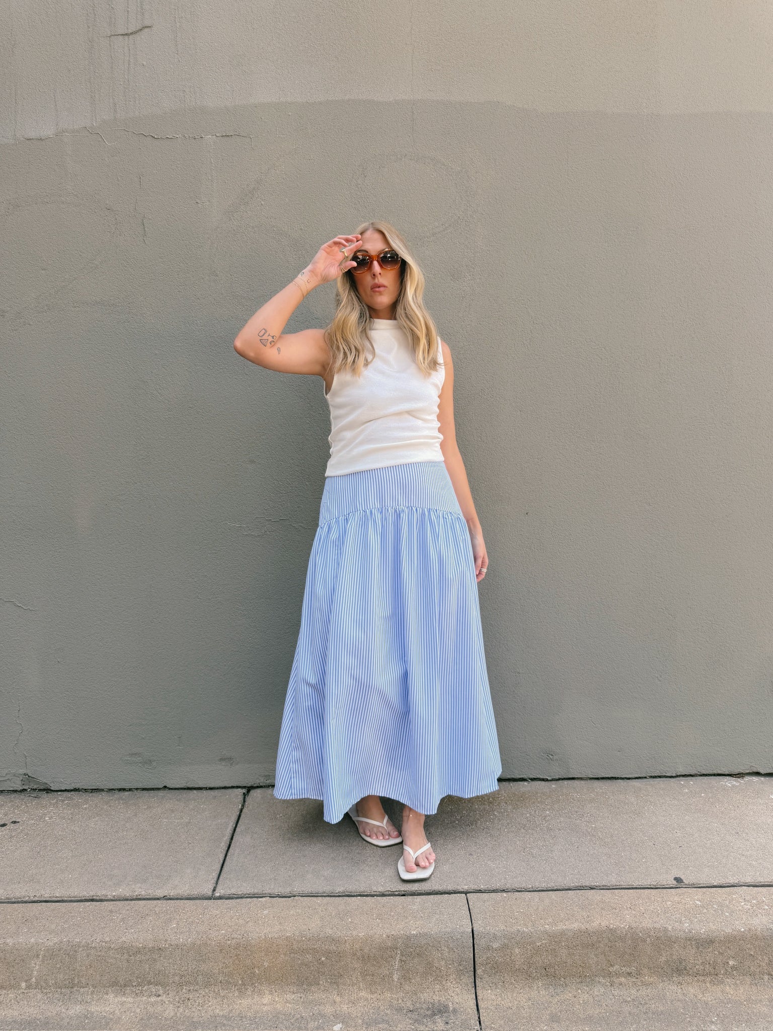 Set Your Sails Skirt - Blue & White Stripe
