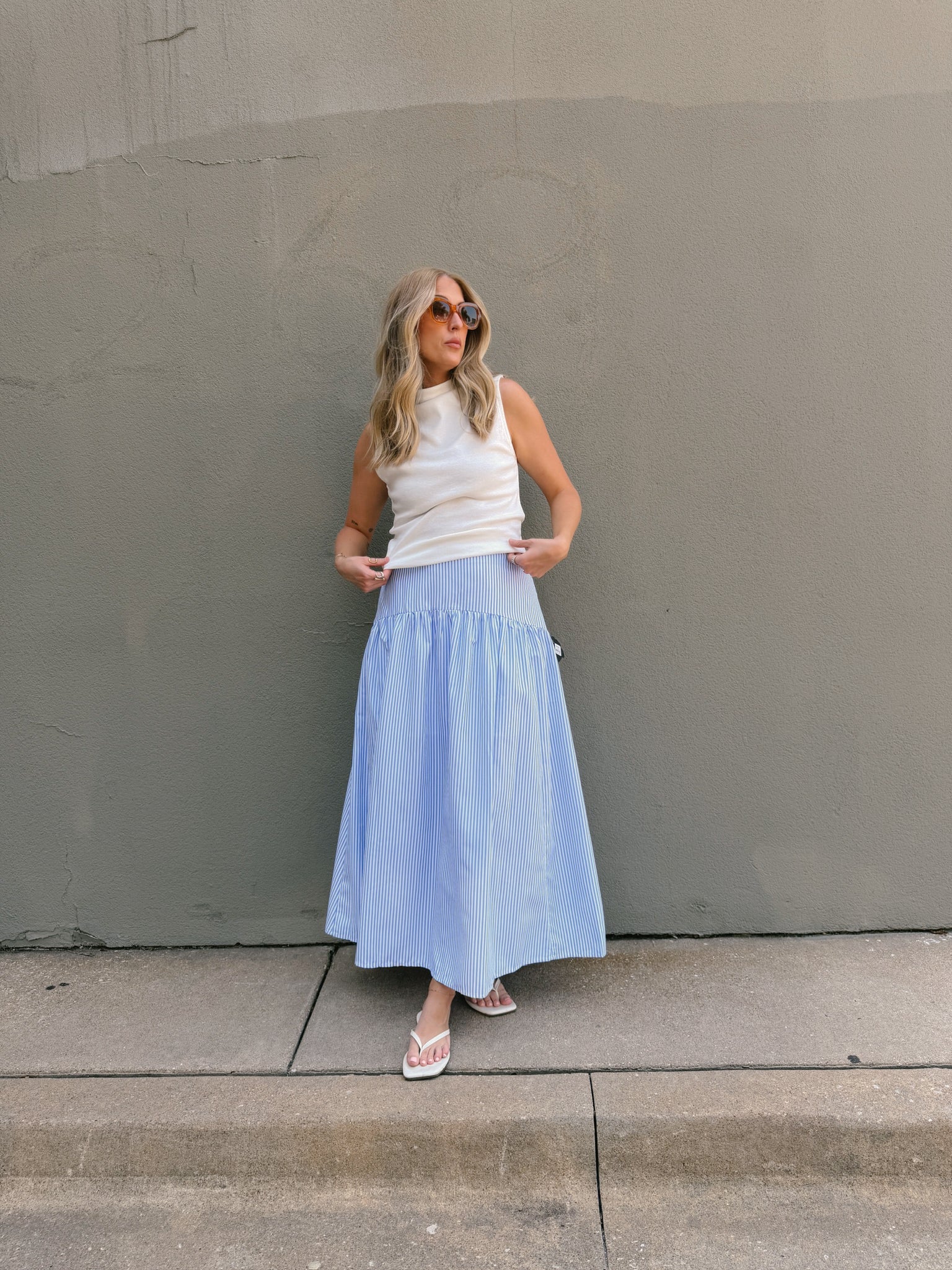 Set Your Sails Skirt - Blue & White Stripe