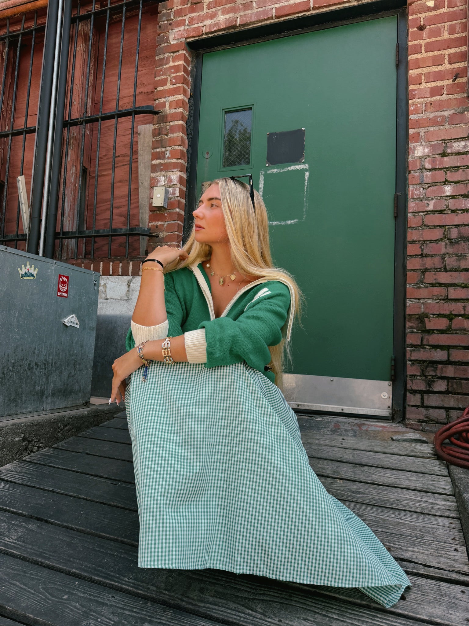 Set Your Sails Skirt - Green Gingham