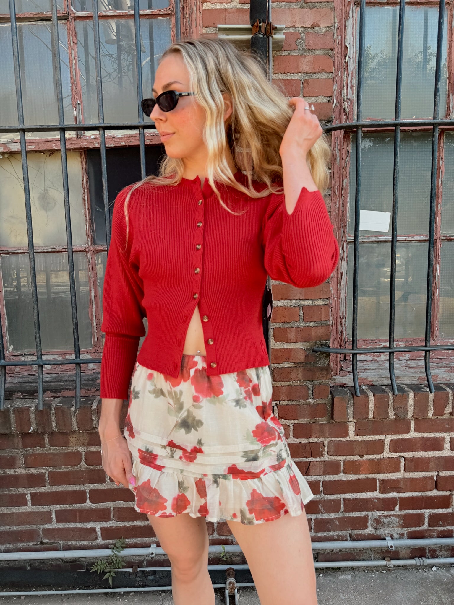 Jiji Gaetan Cardigan in Rouge