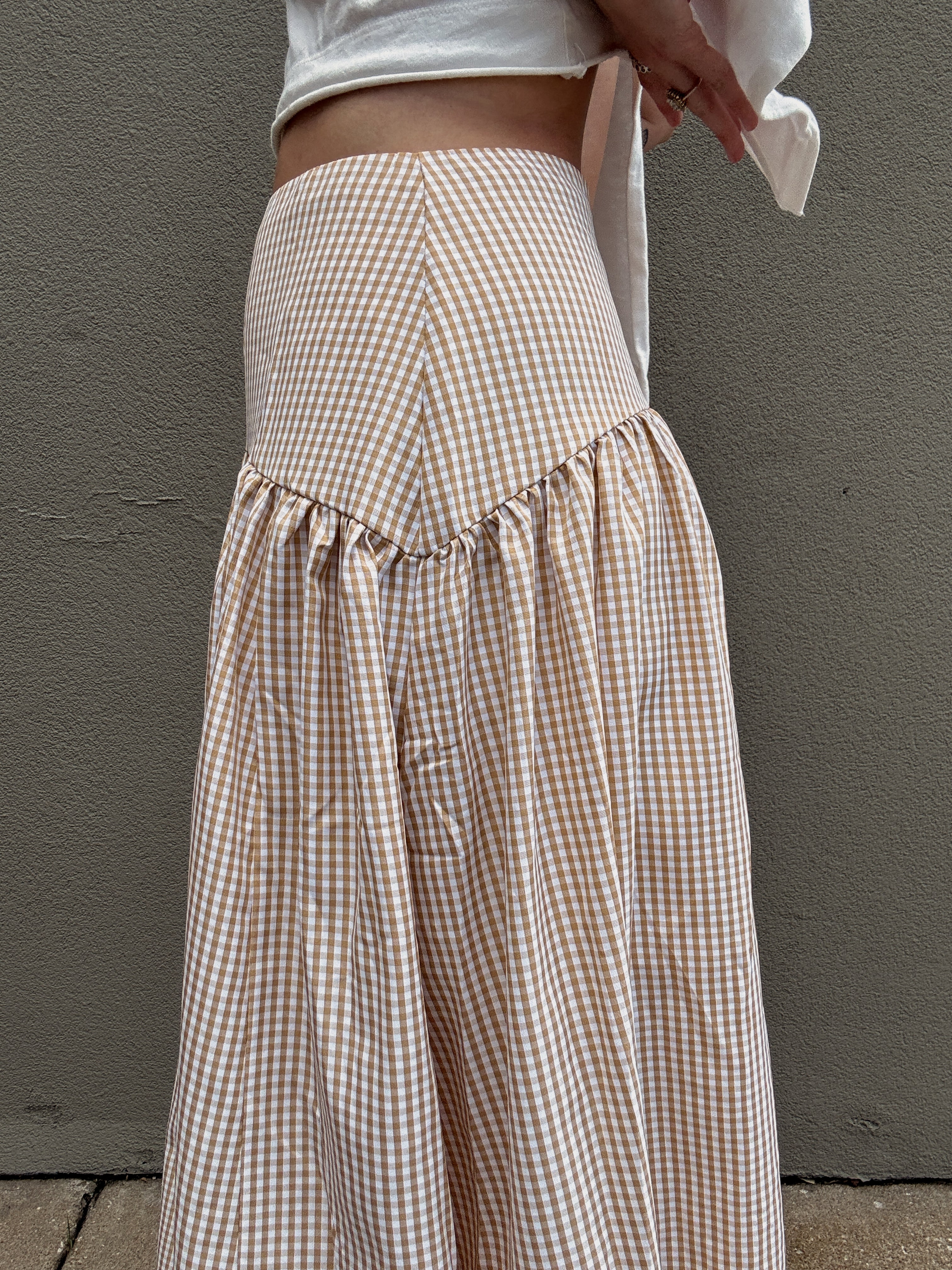 Set Your Sails Skirt - Tan Gingham