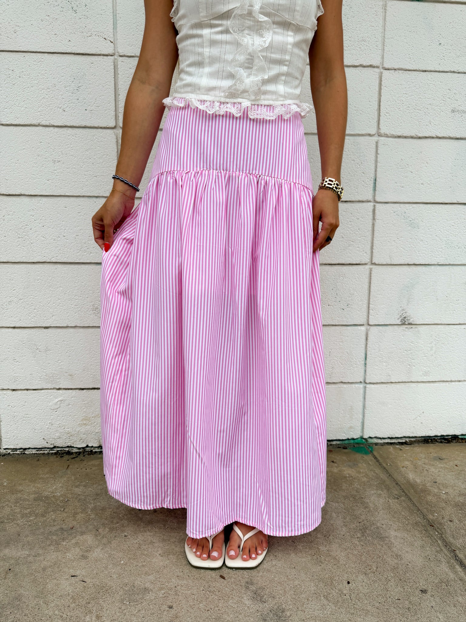 Set Your Sails Skirt - Pink Stripe