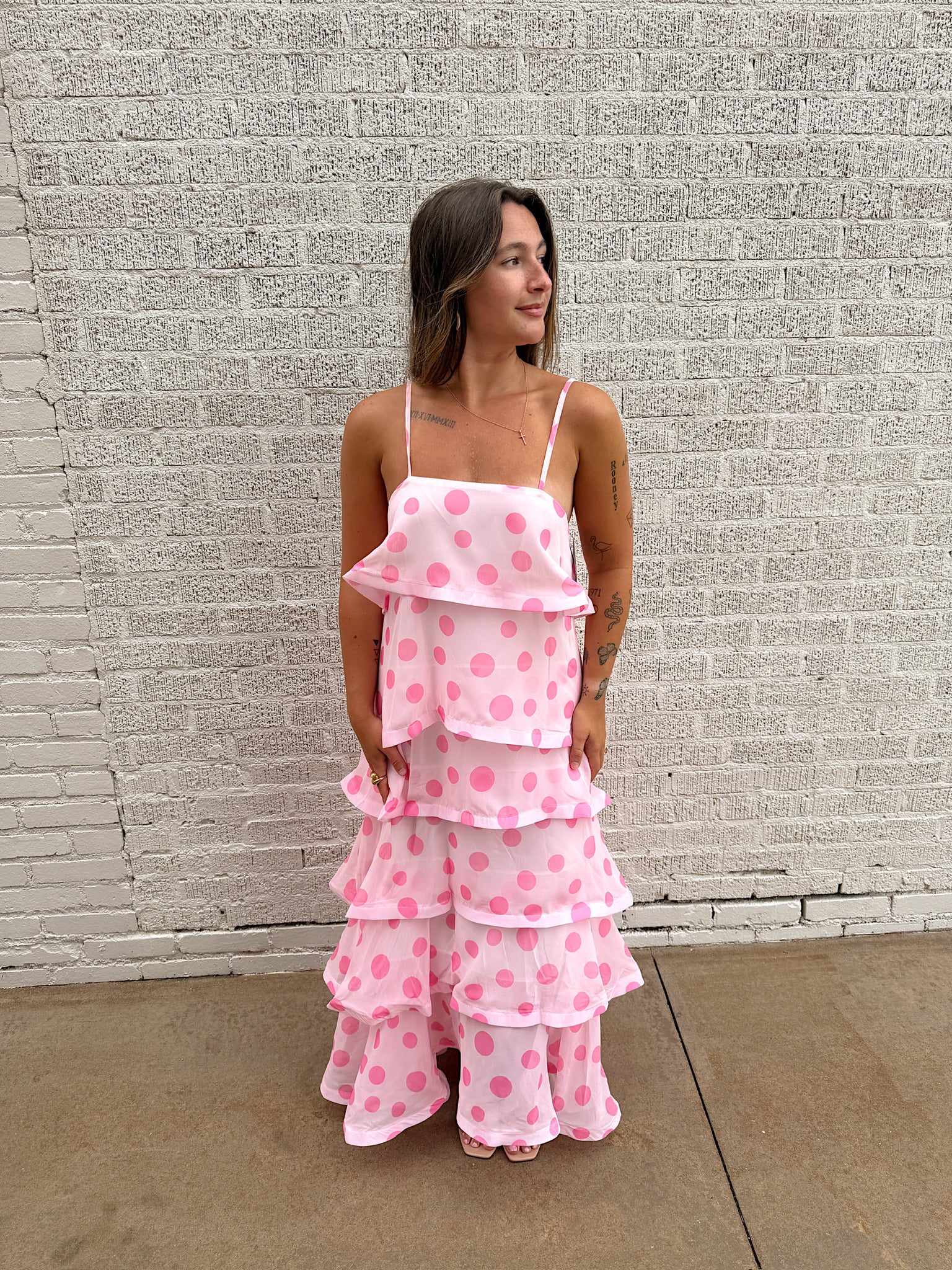 Danielle Polka Dot Ruffle Dress
