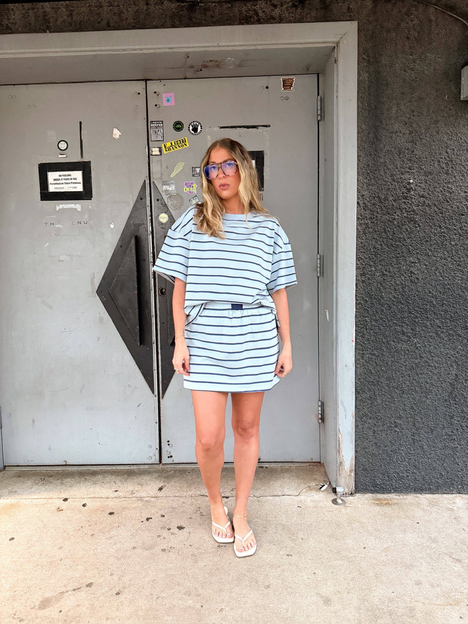 Cassie Stripe Top - Navy and Baby Blue