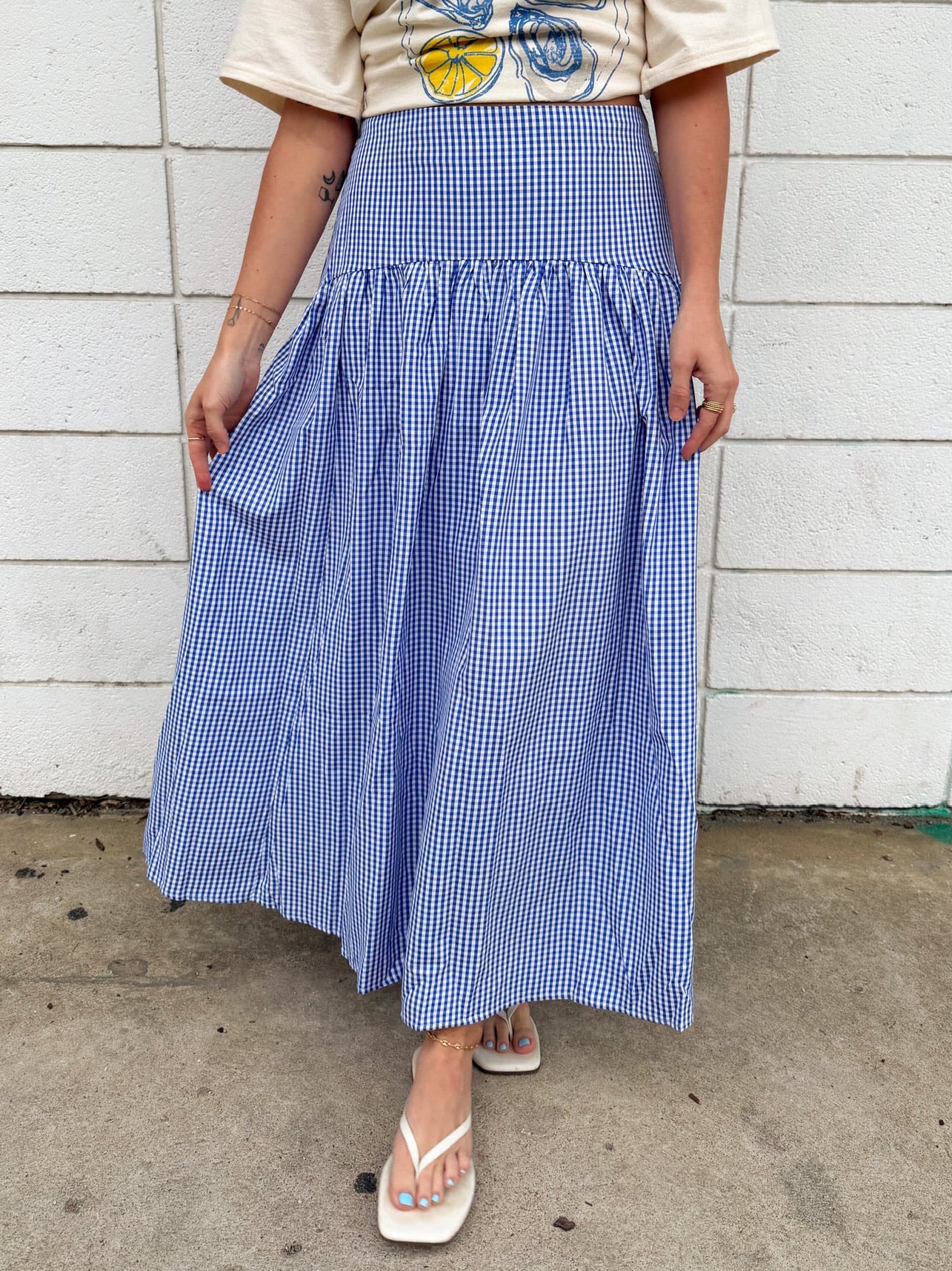 Set Your Sails Skirt - Navy Gingham