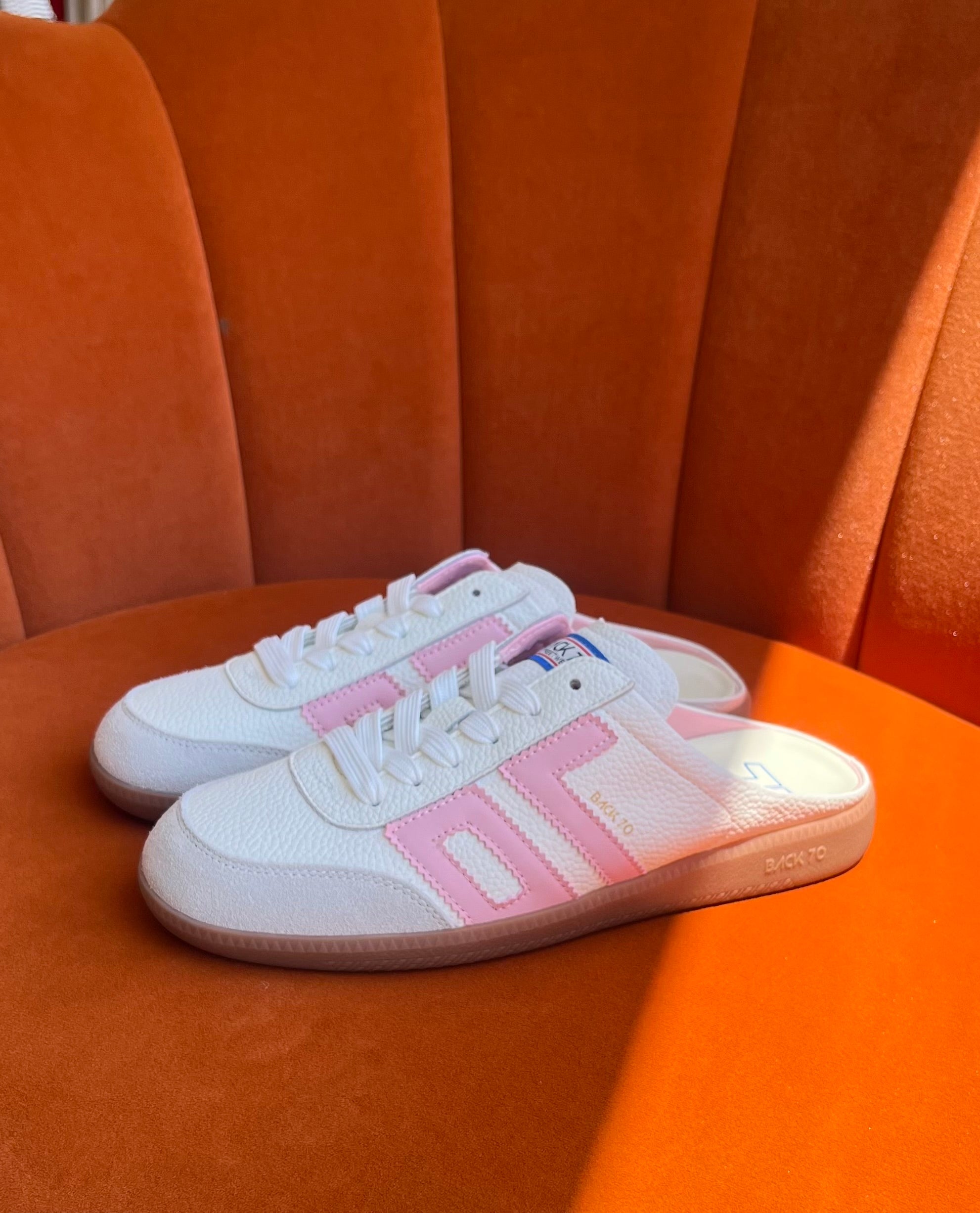 Back 70 Easter Backless Sneakers in White Pink