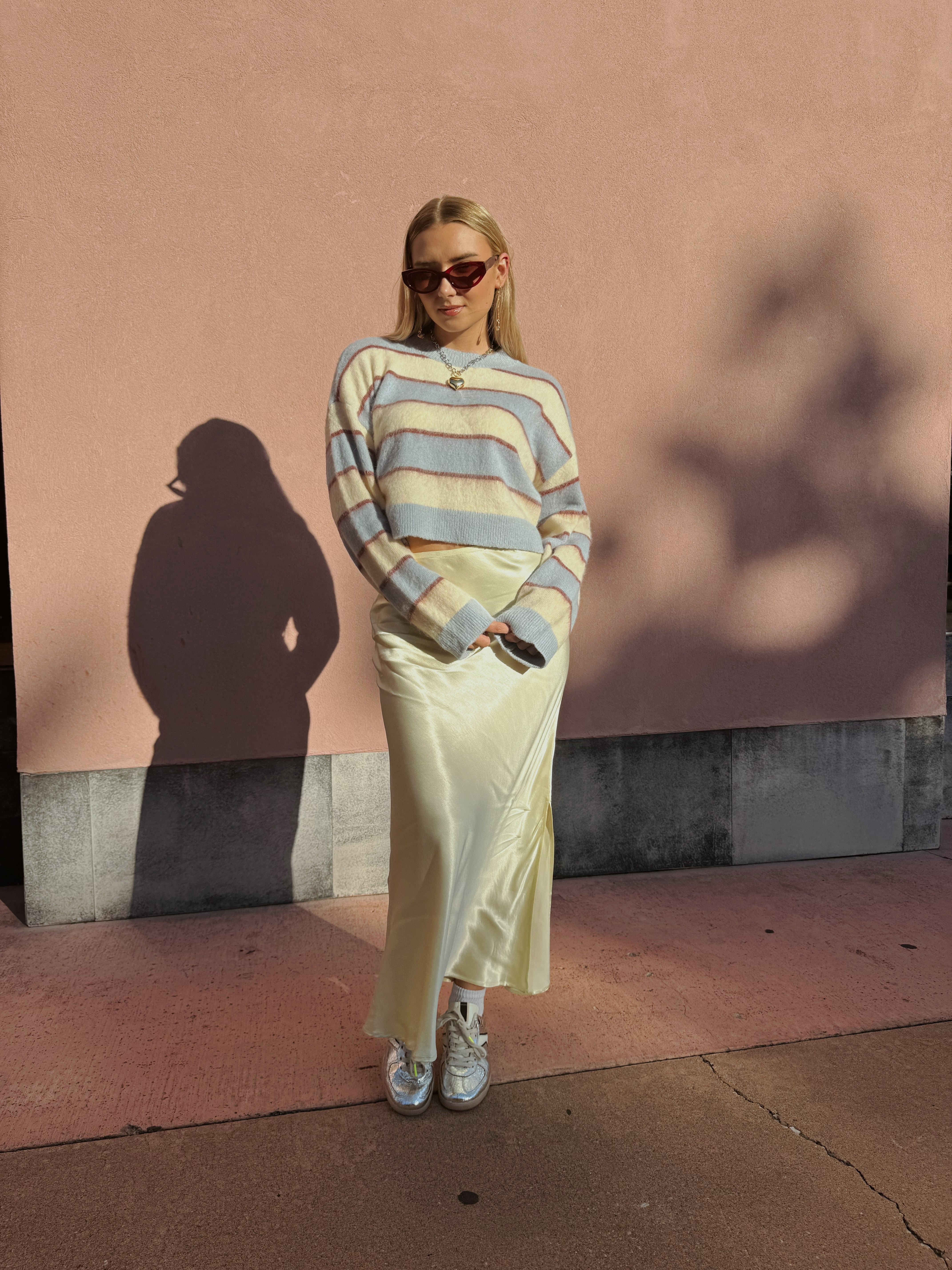 JiJi Pale Yellow Satin Skirt