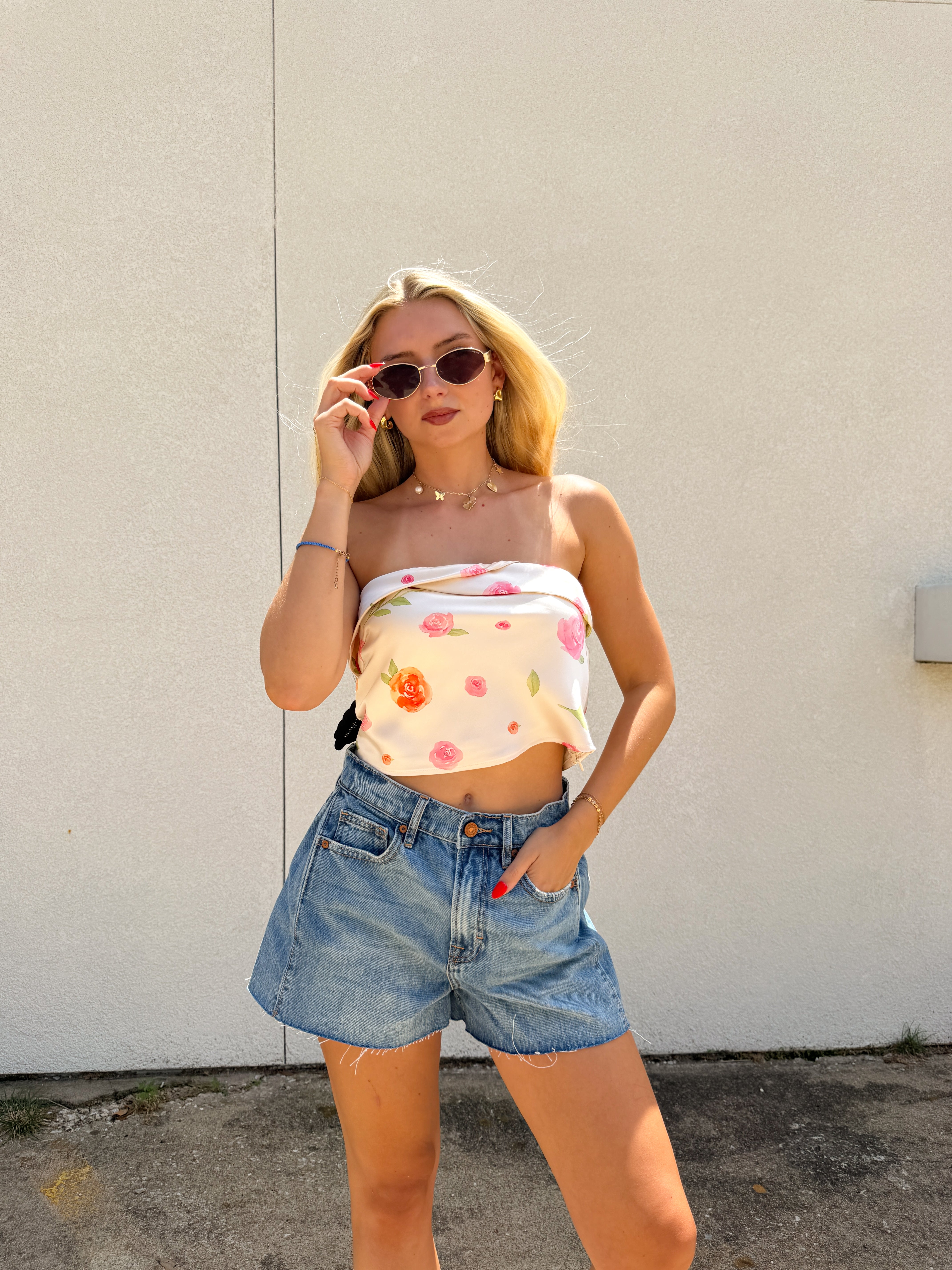 A-Line Medium Wash Denim Shorts