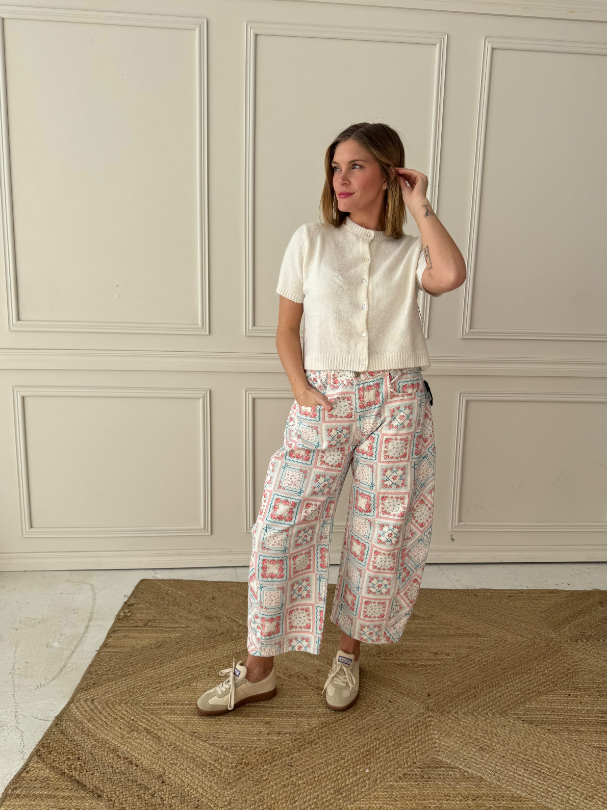 Patchwork Barrel Jean